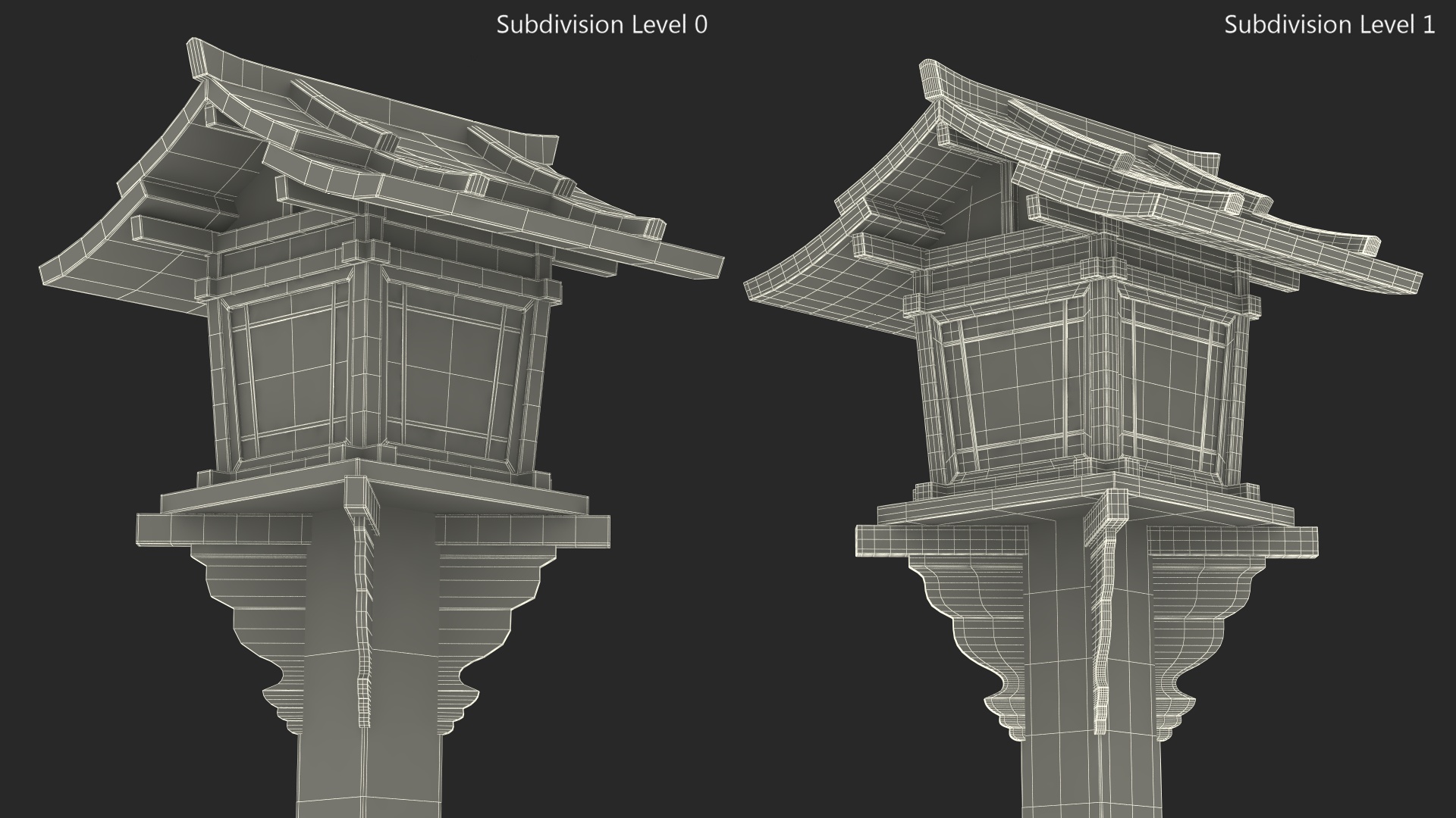 3D Asian Garden Wooden Lantern Old