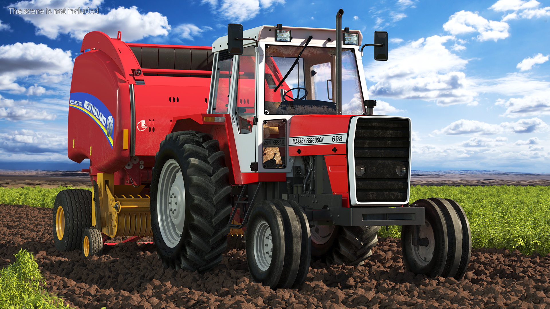 Vintage Tractor Ferguson 698 with Roll Belt 460 3D