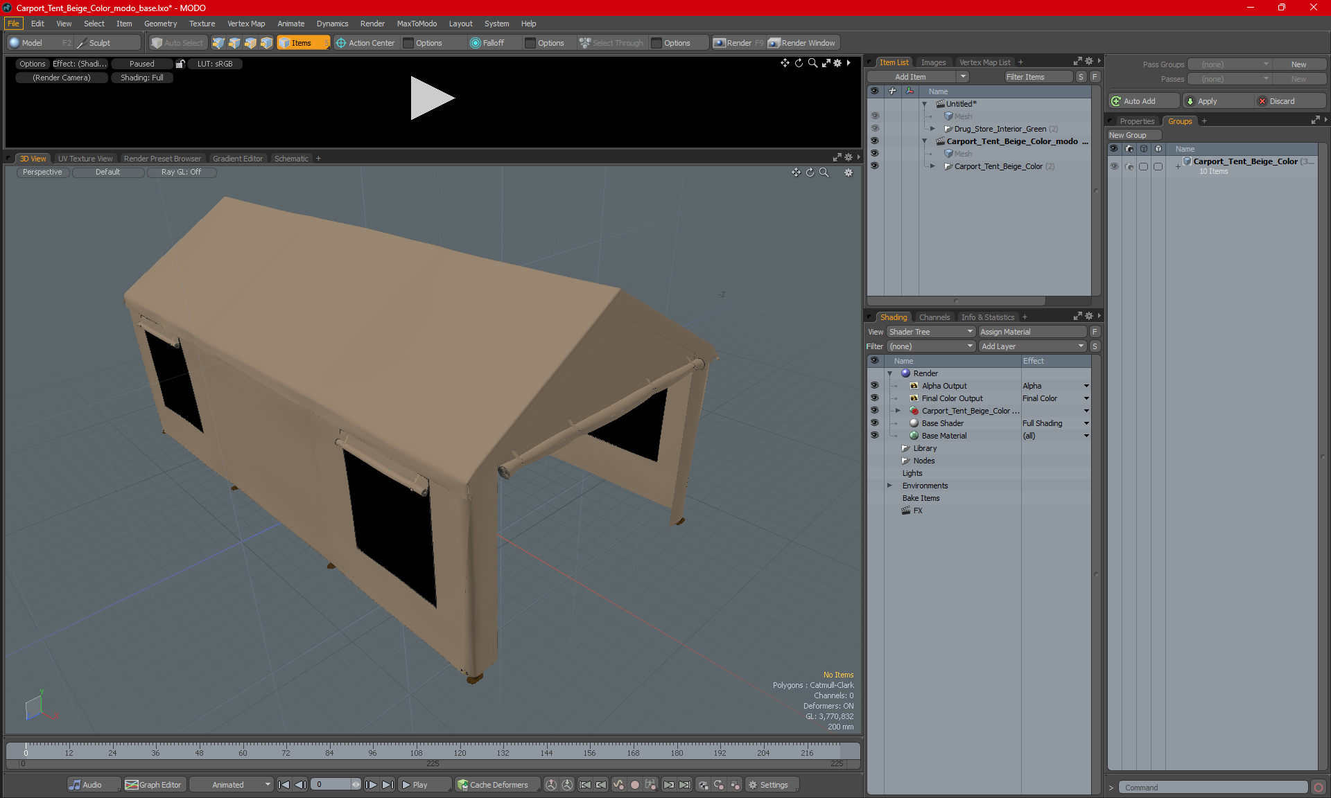 Carport Tent Beige Color 3D model