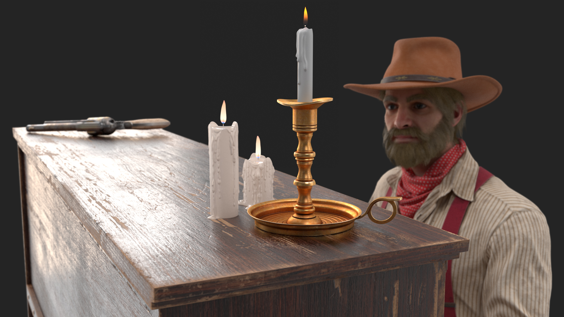 3D Old Western Piano with Musician