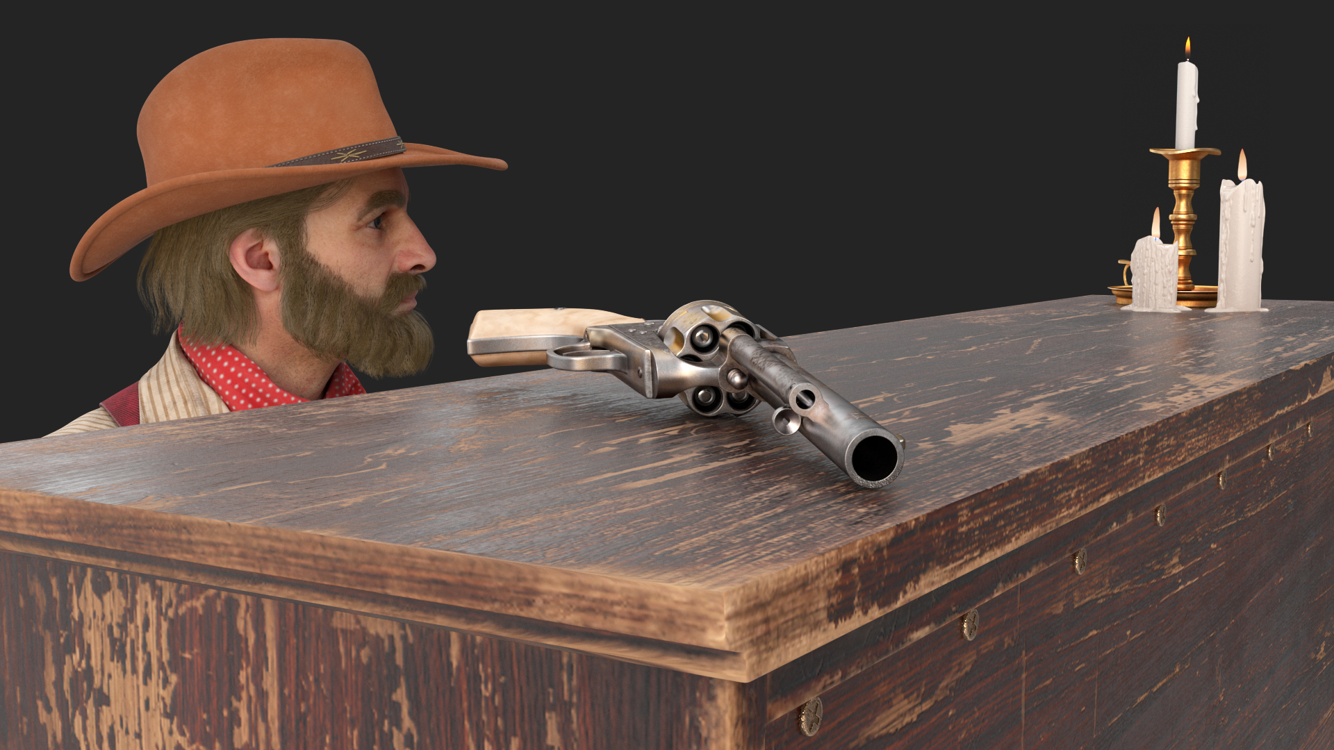 3D Old Western Piano with Musician