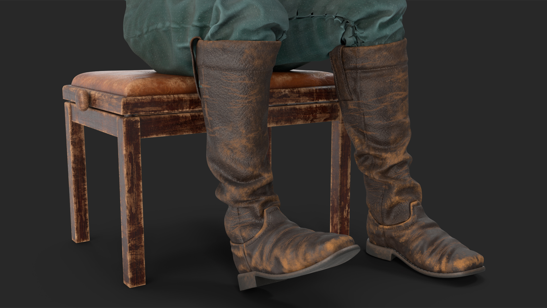 3D Old Western Piano with Musician