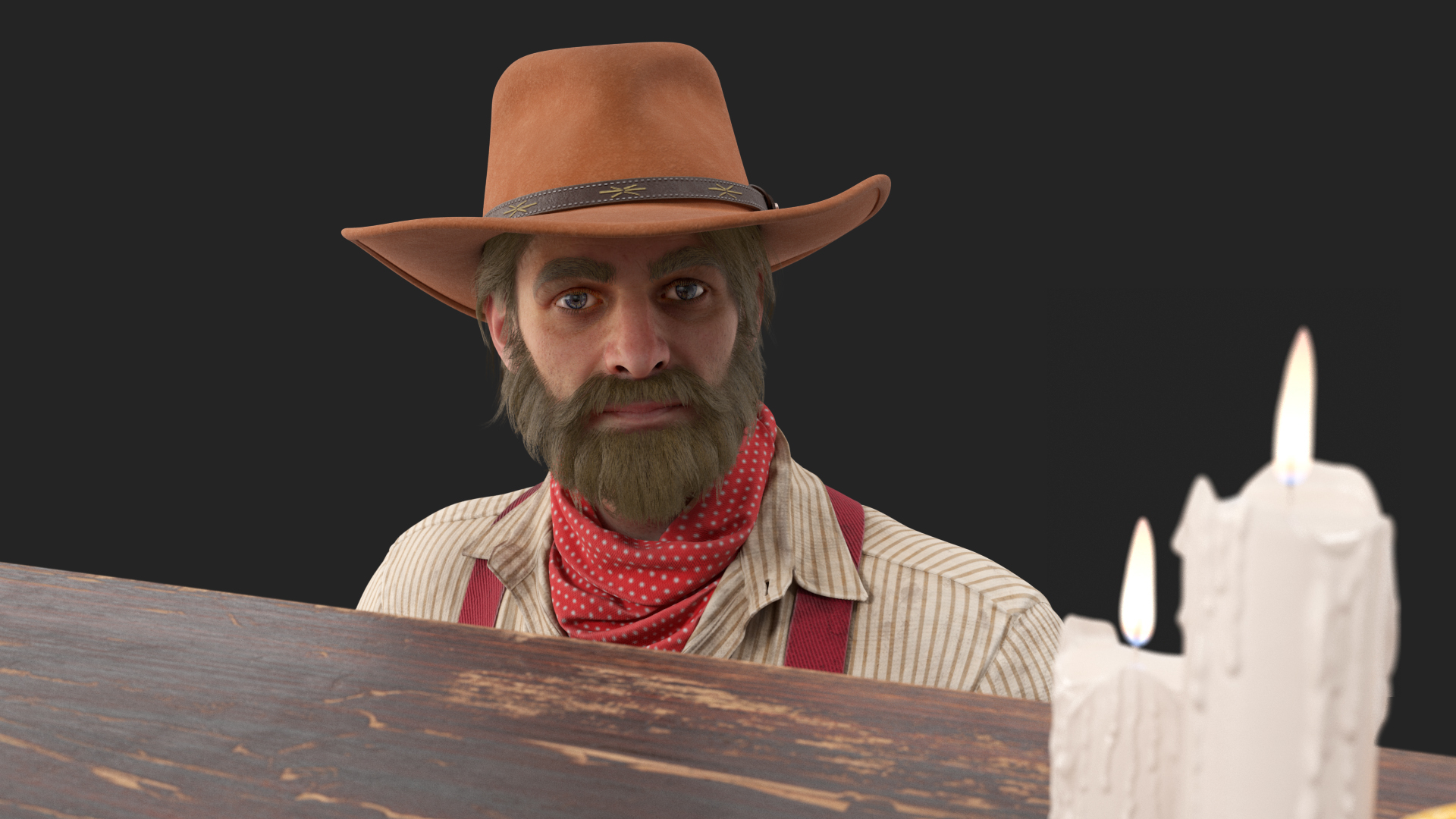 3D Old Western Piano with Musician