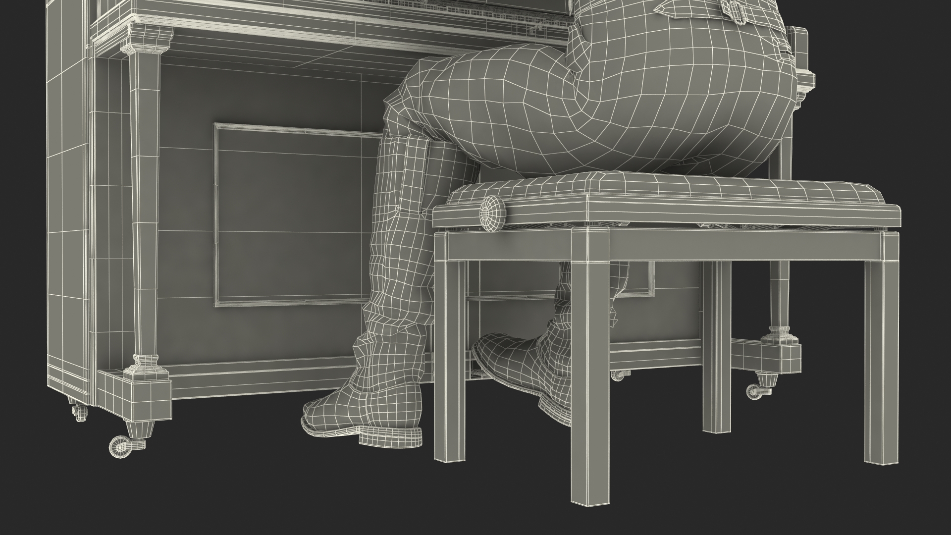 3D Old Western Piano with Musician