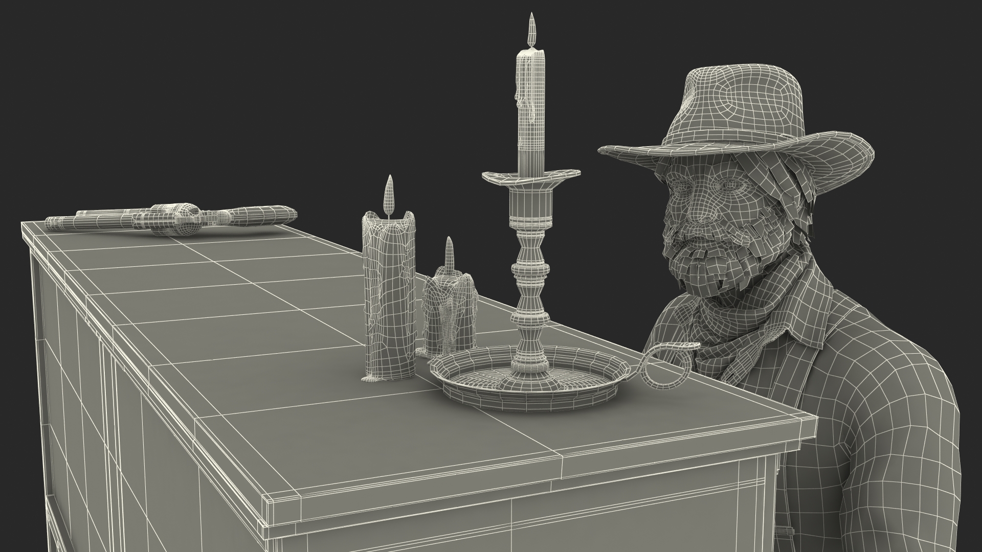3D Old Western Piano with Musician
