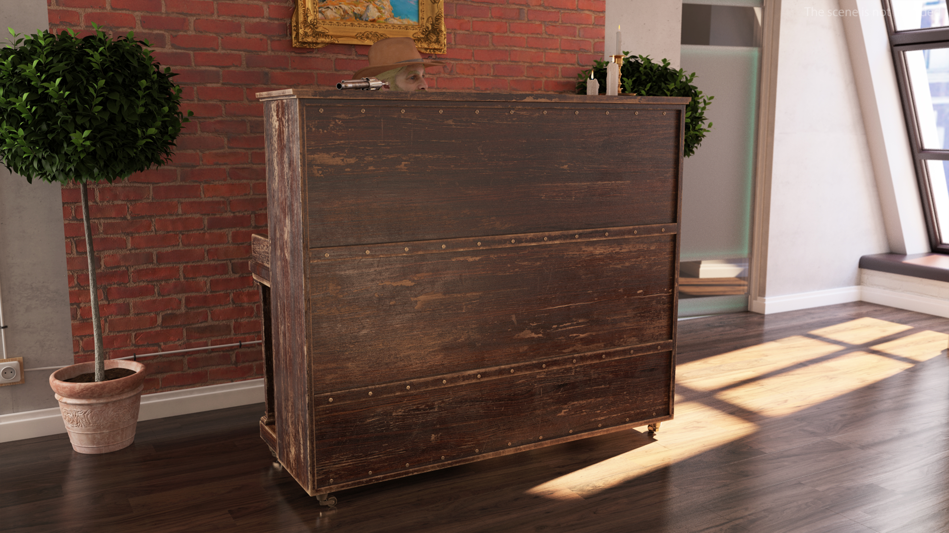 3D Old Western Piano with Musician