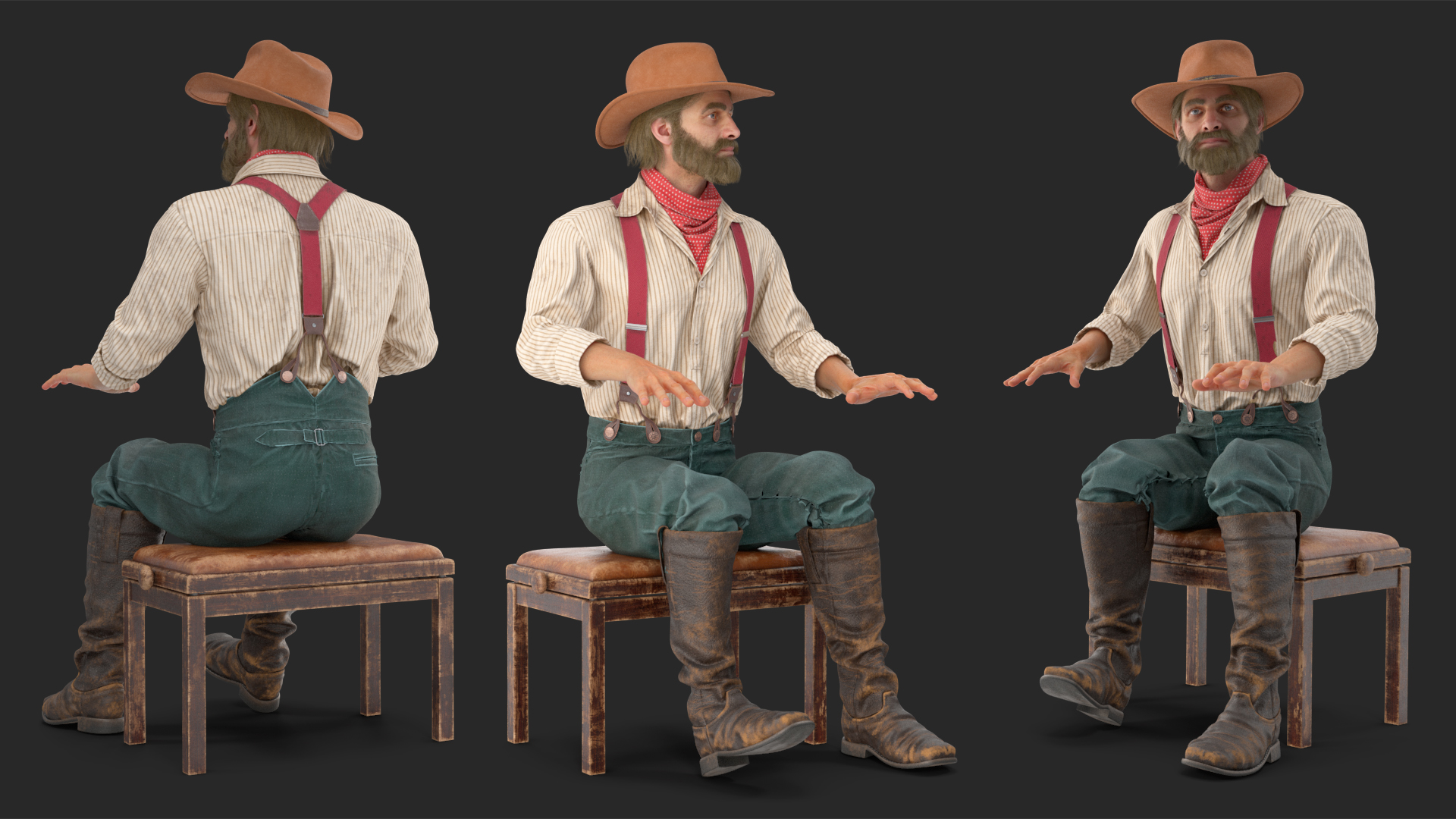 3D Old Western Piano with Musician