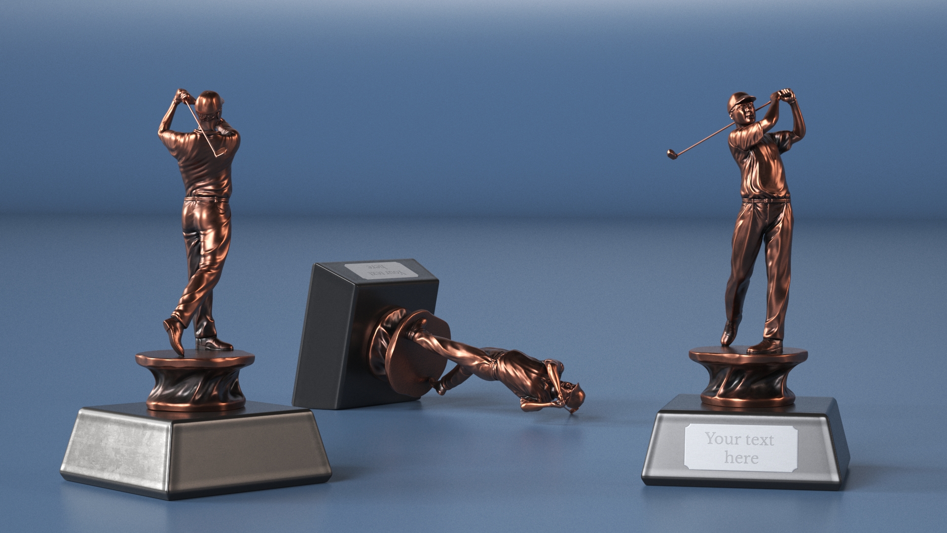 3D Golfer Award Bronze Mockup