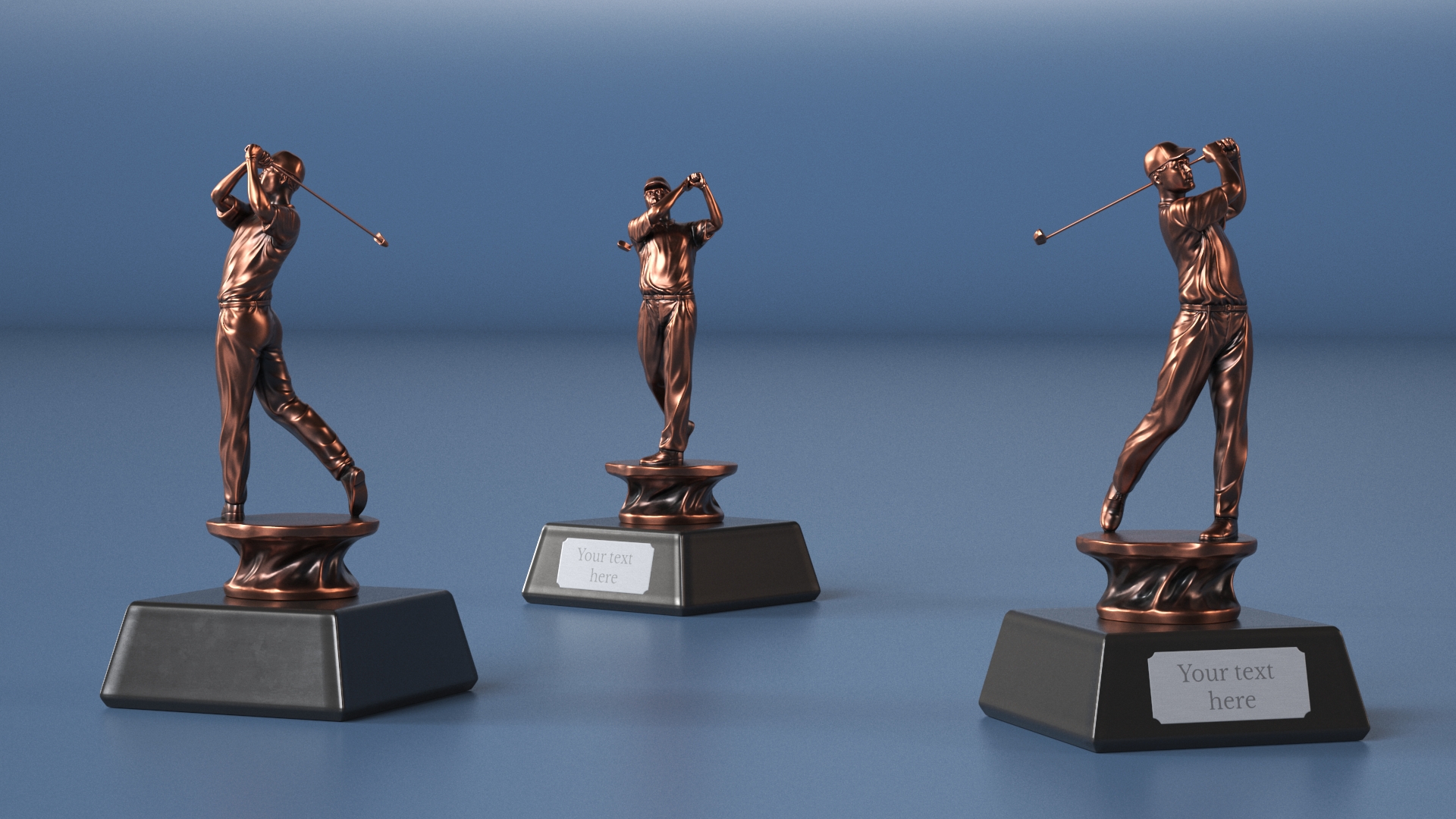 3D Golfer Award Bronze Mockup
