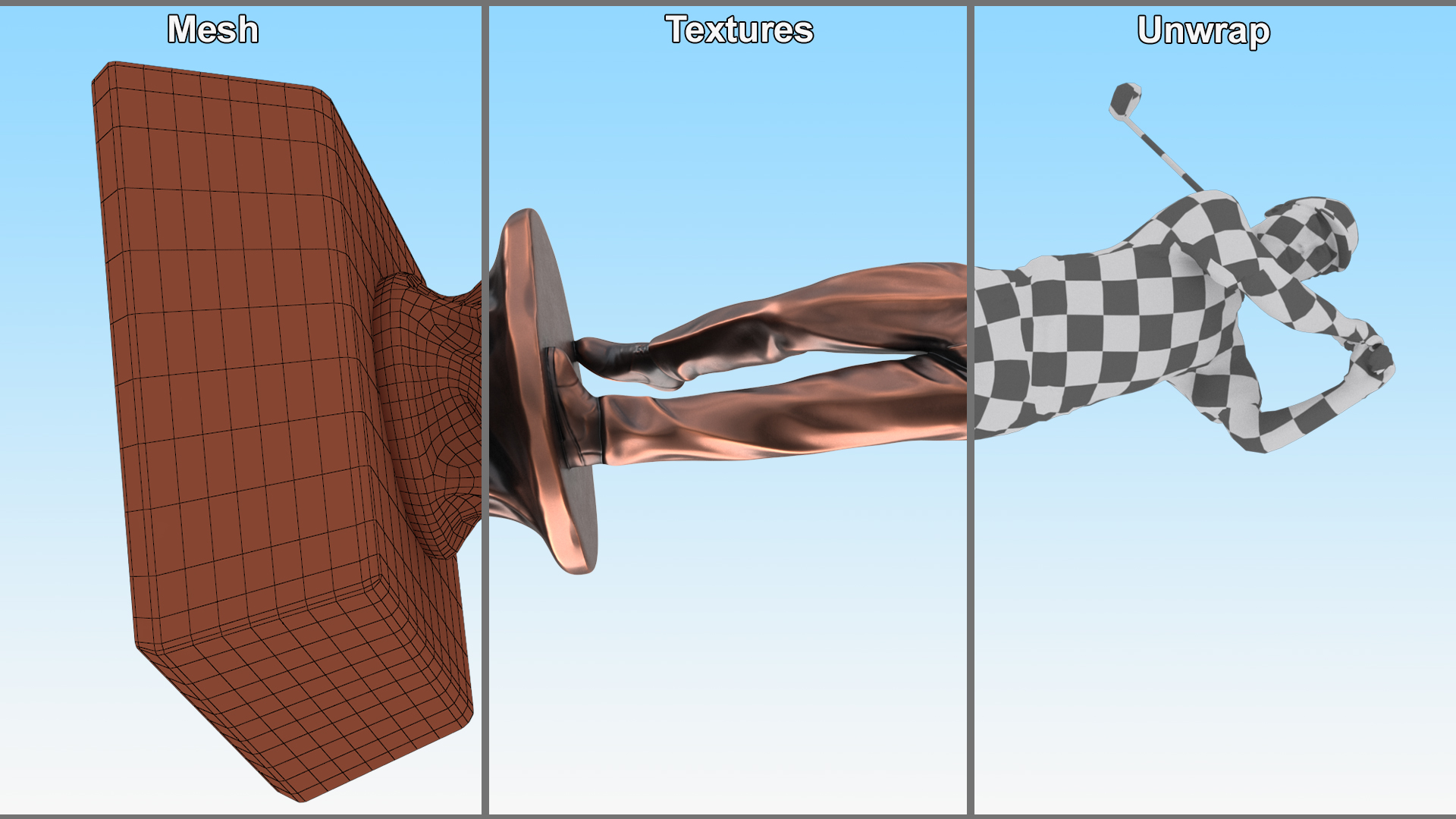 3D Golfer Award Bronze Mockup