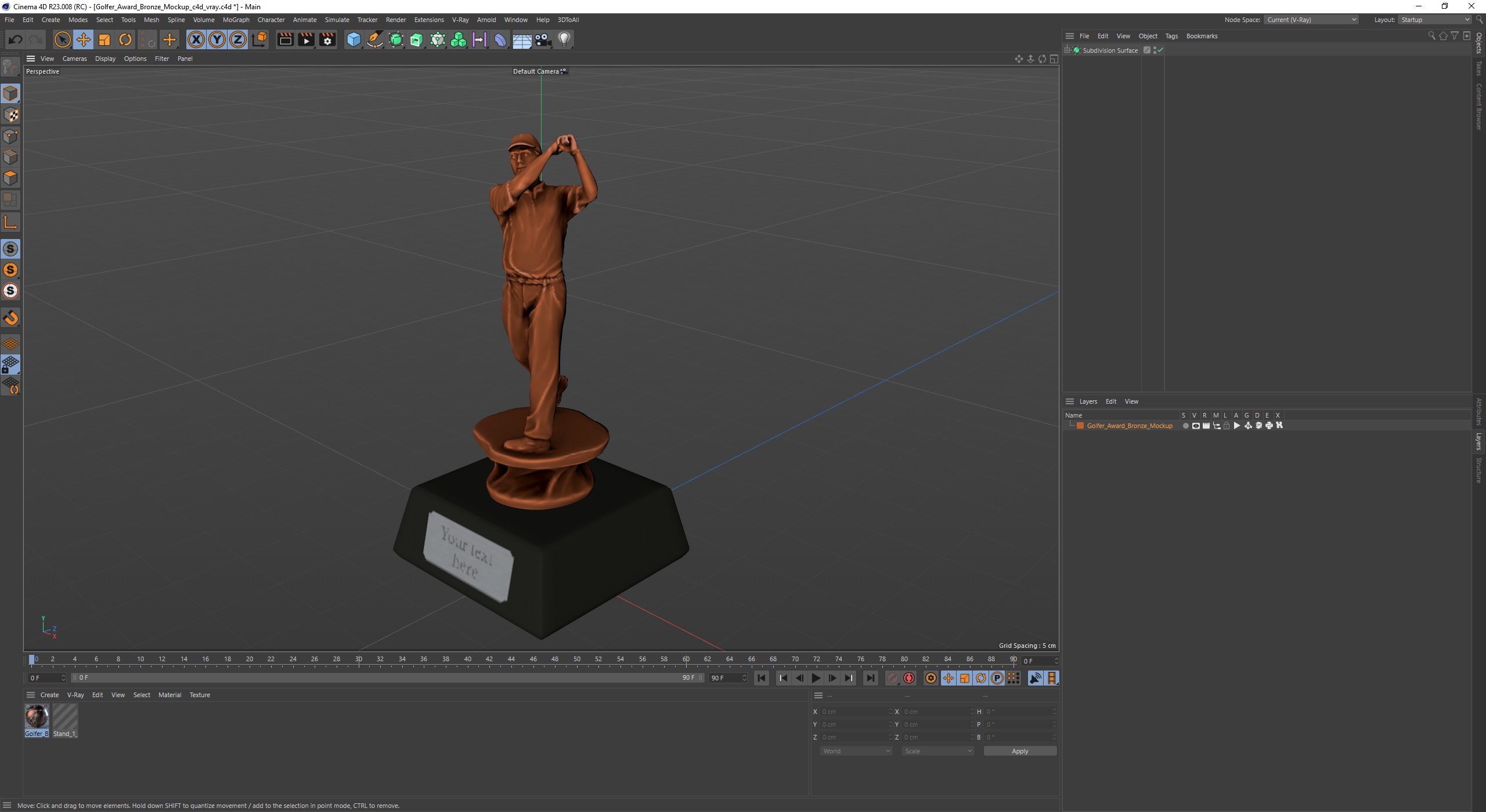 3D Golfer Award Bronze Mockup