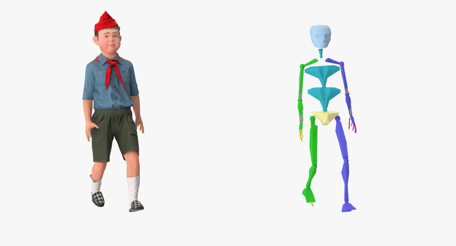3D model Realistic Boy Scout Rigged Fur