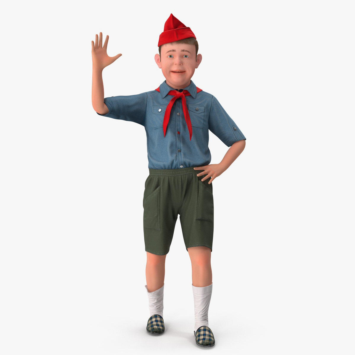 Realistic Boy Scout Rigged Fur 3D Model, view 4