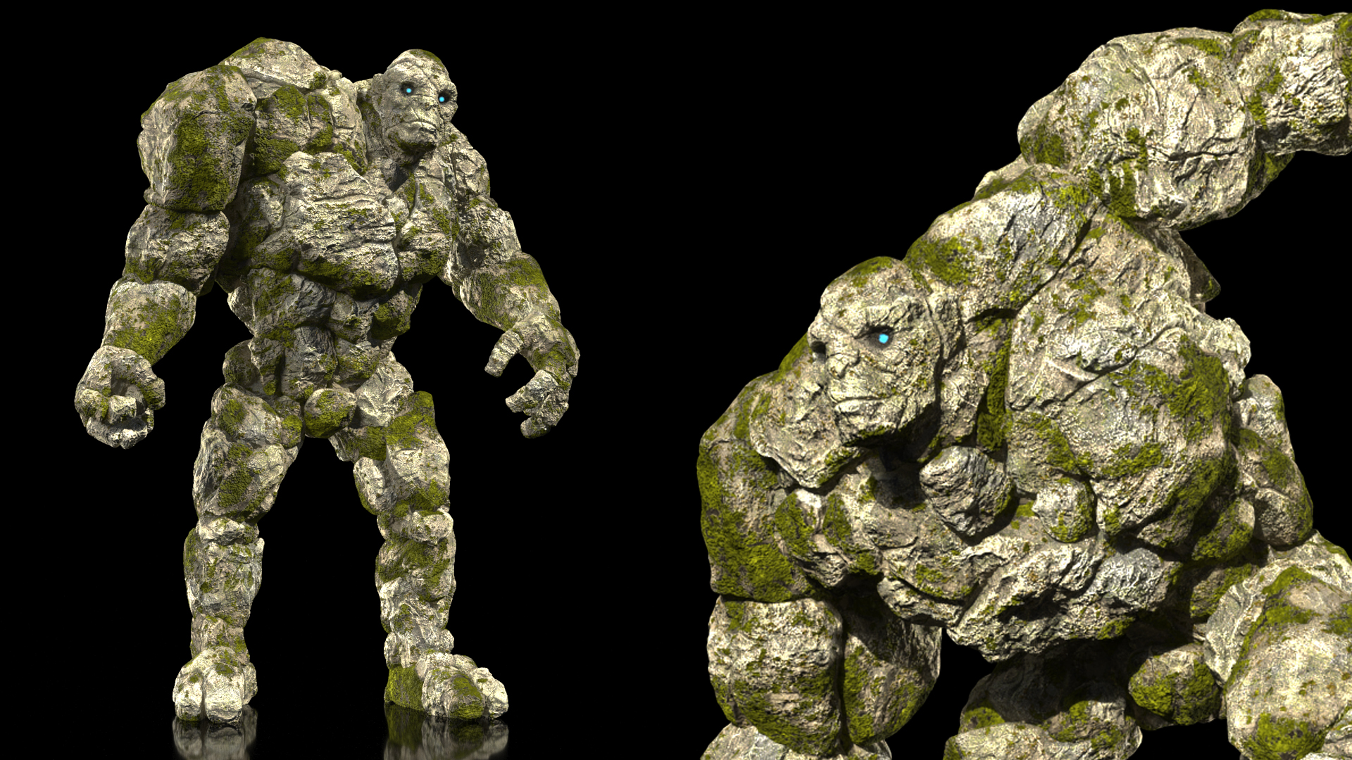 3D Character Stone Golem Rigged model