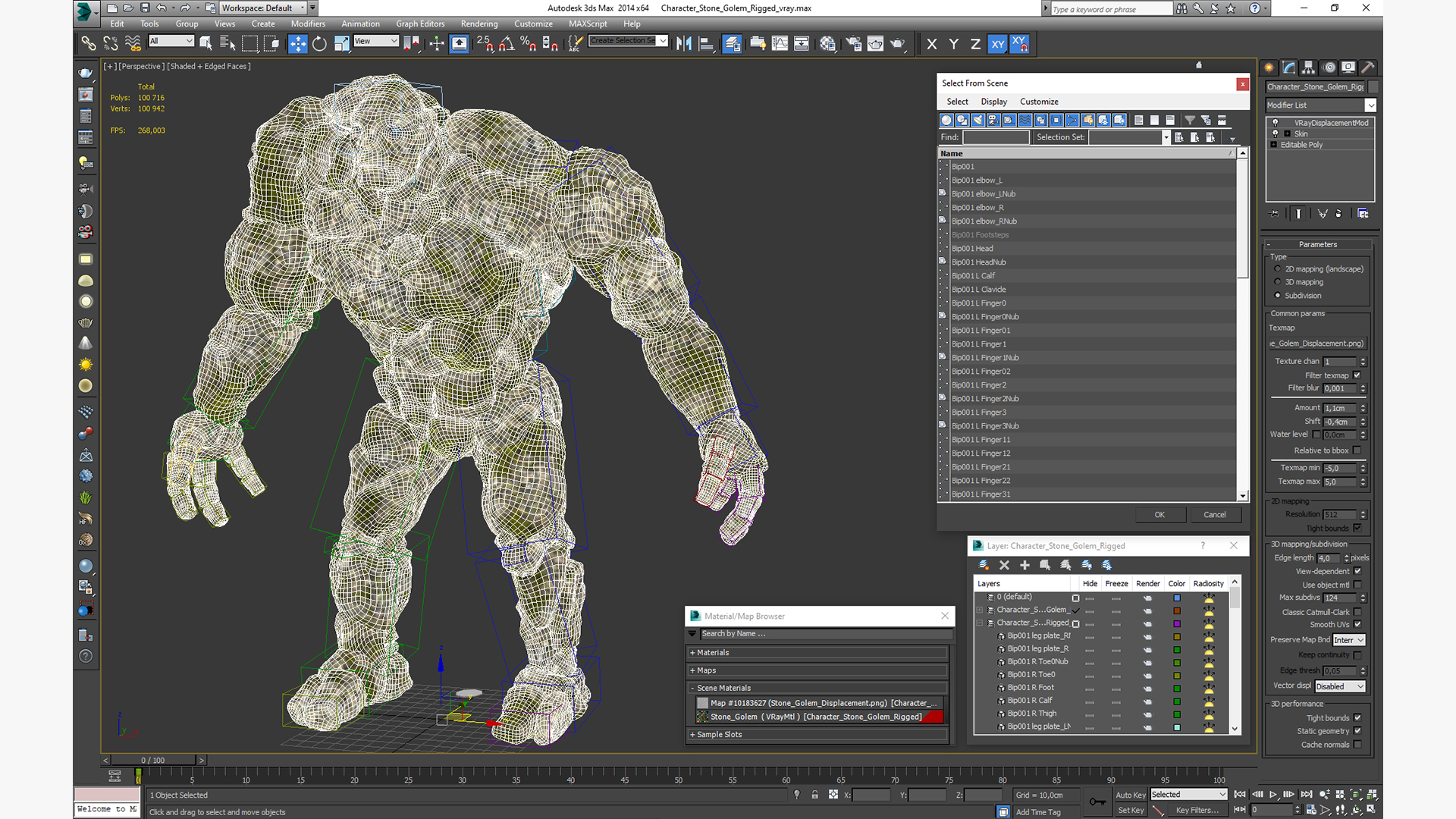 3D Character Stone Golem Rigged model