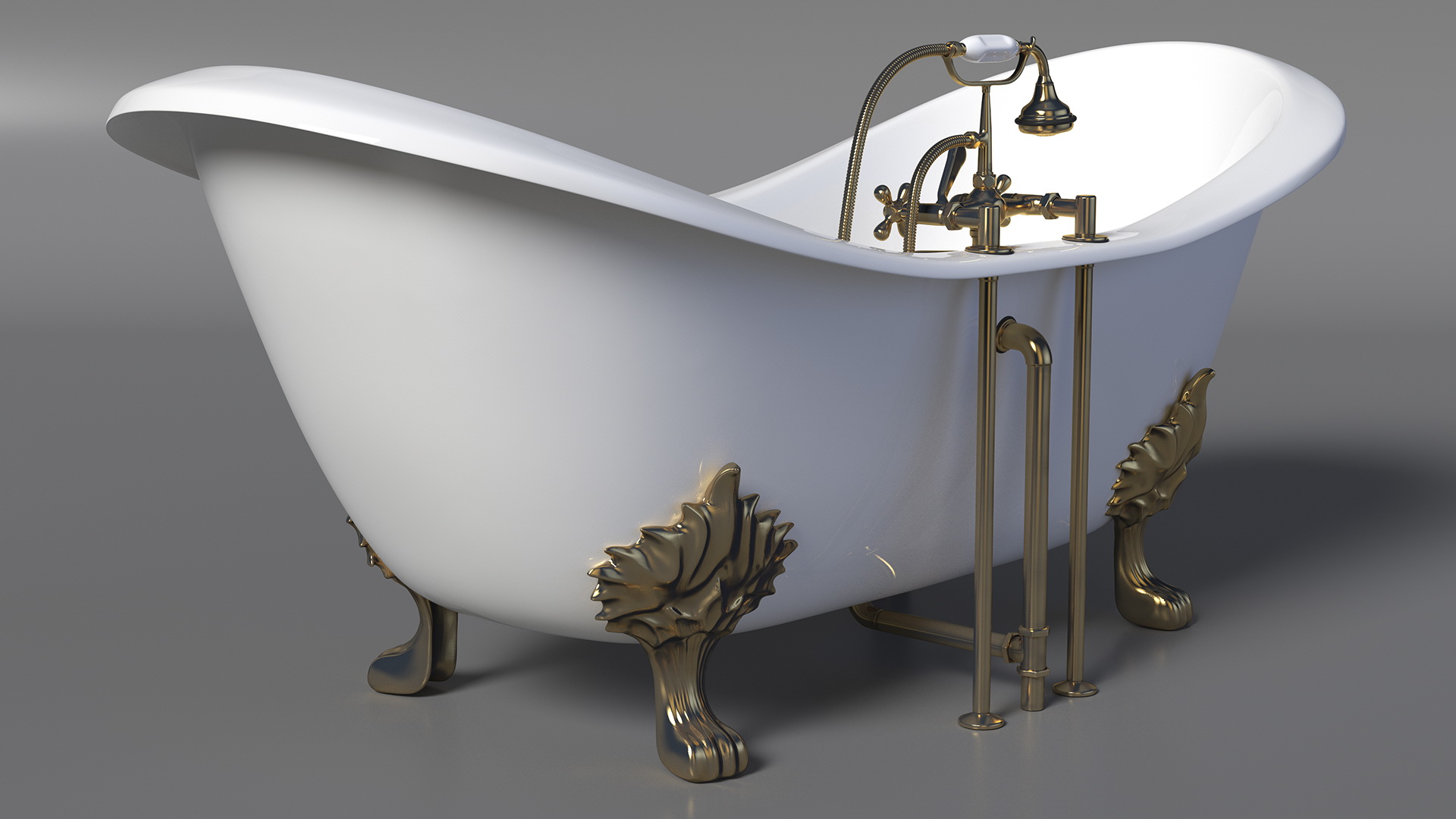 3D model Double Slipper Clawfoot Bath Bronze