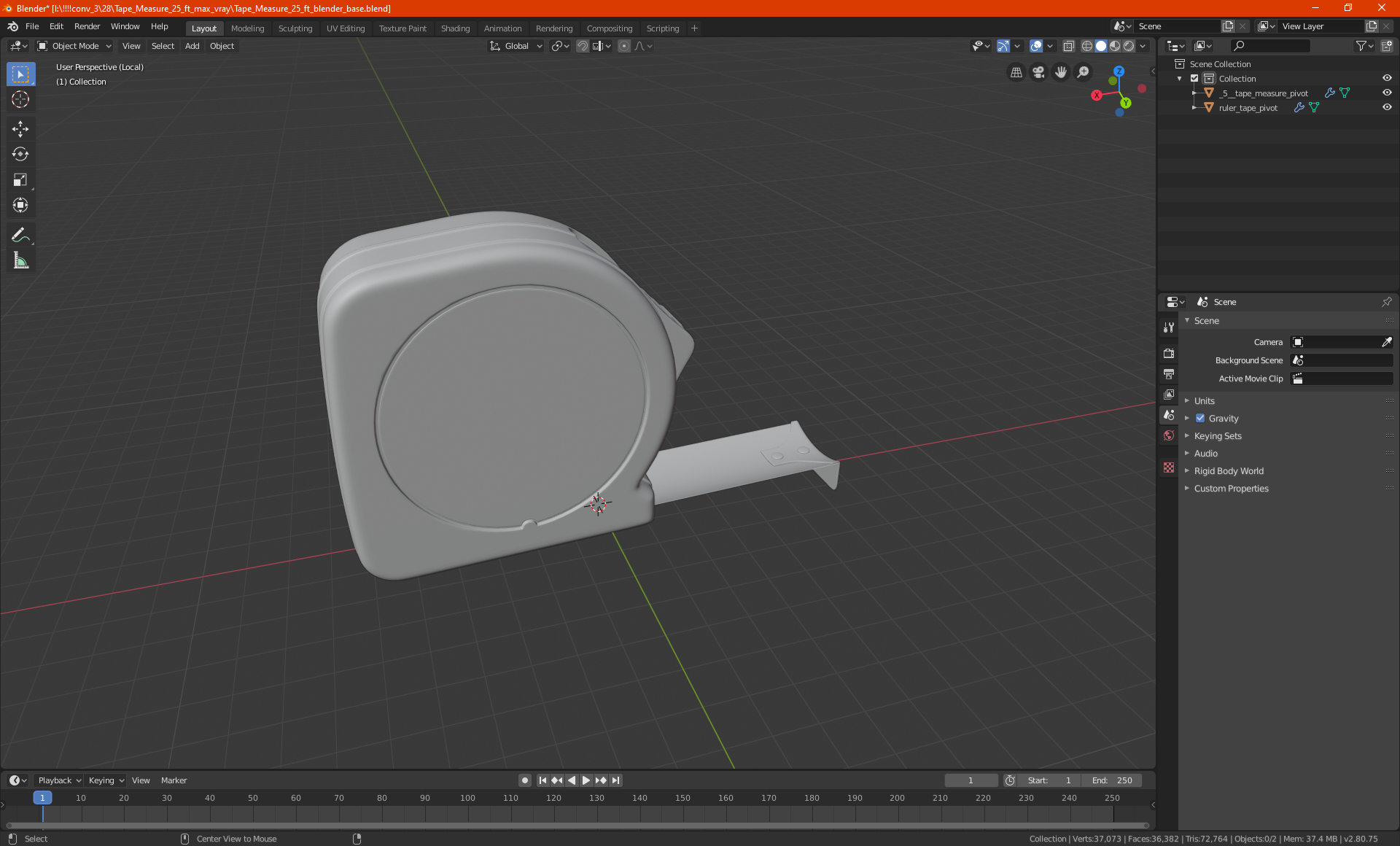 3D Tape Measure 25 ft model