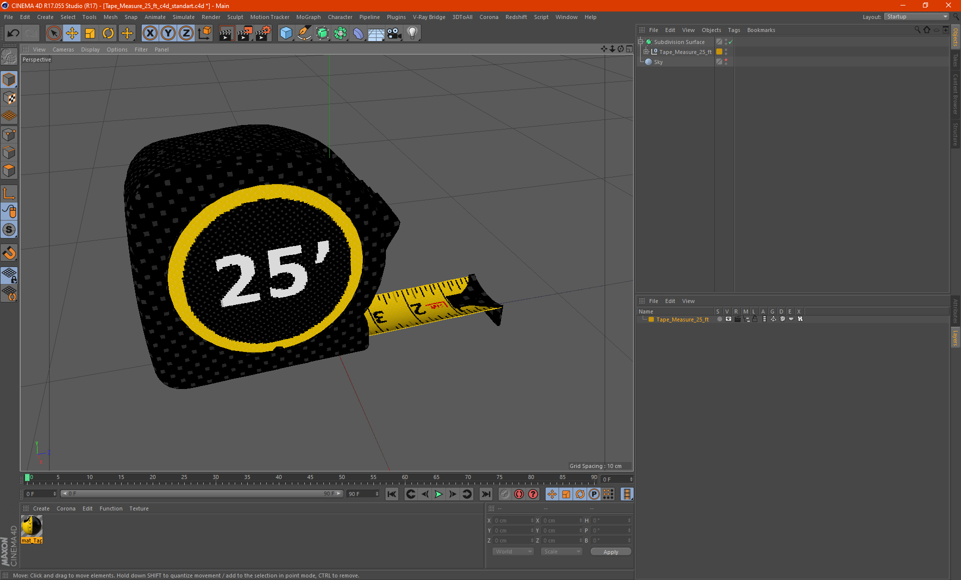 3D Tape Measure 25 ft model