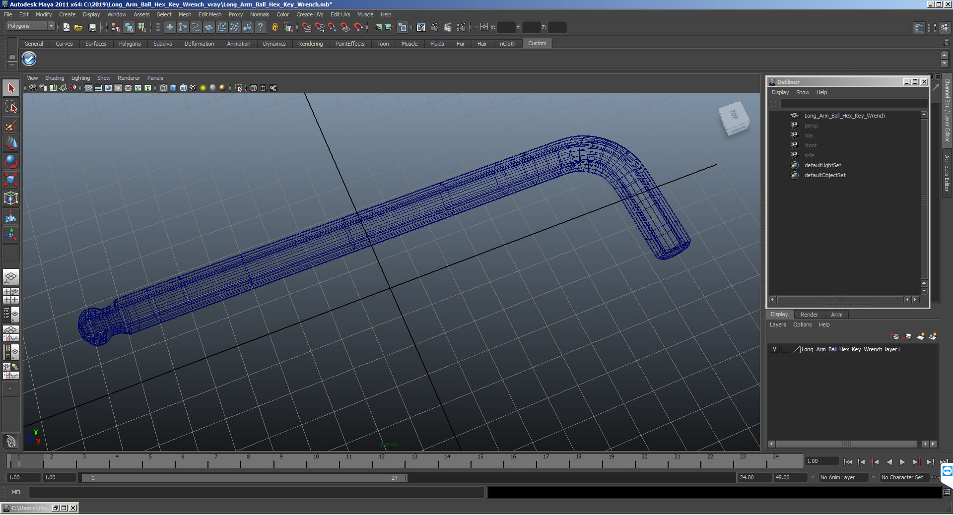 3D Long Arm Ball Hex Key Wrench model