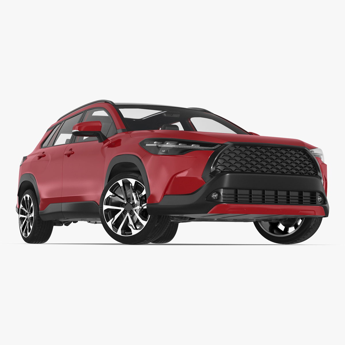 3D model Generic SUV Vehicle Red Color Rigged for Cinema 4D