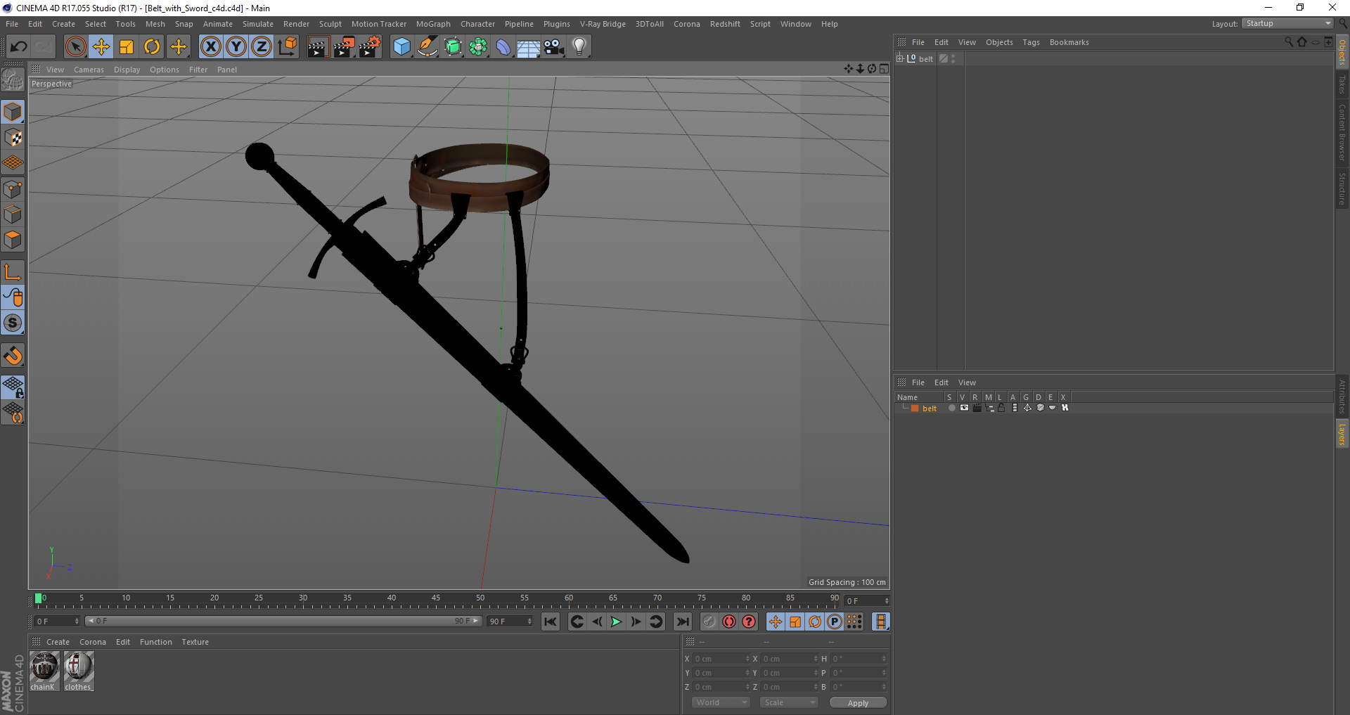3D model Belt with Sword