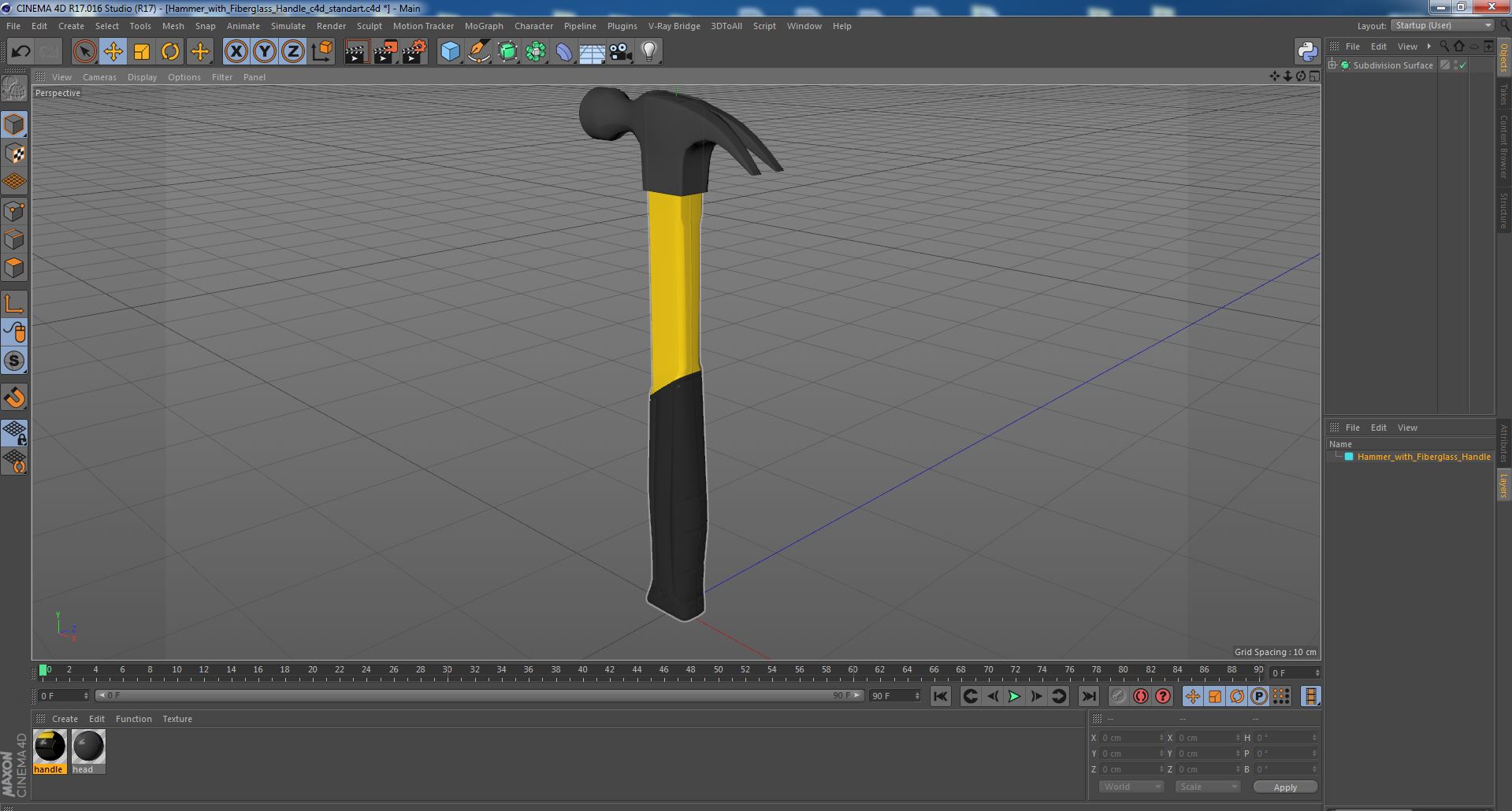 Hammer with Fiberglass Handle 3D model