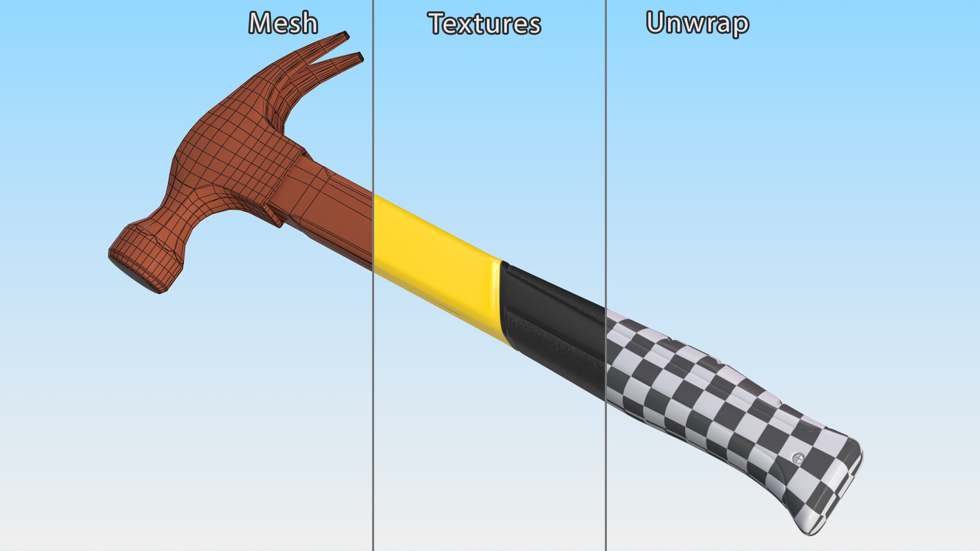 Hammer with Fiberglass Handle 3D model