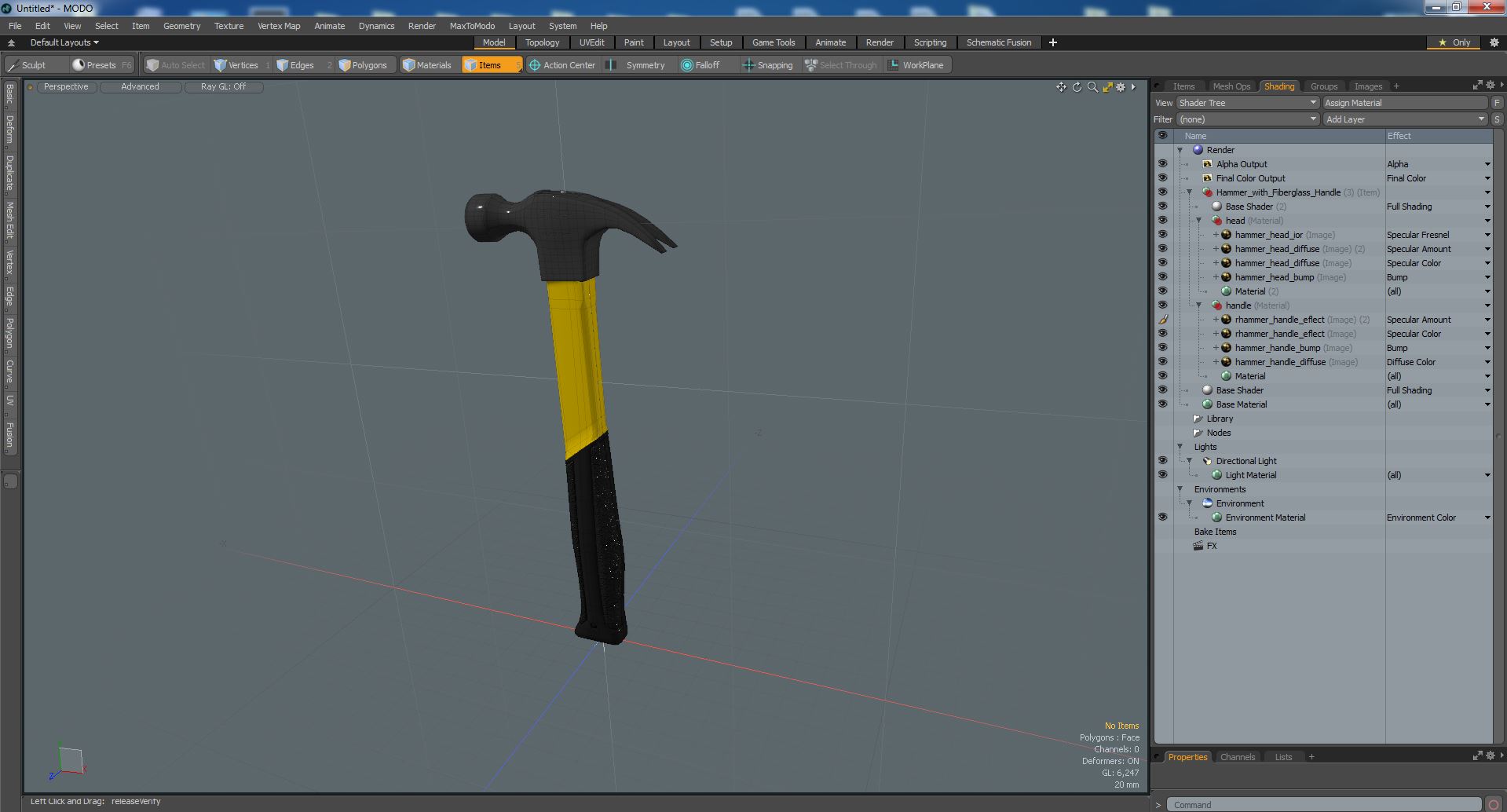 Hammer with Fiberglass Handle 3D model