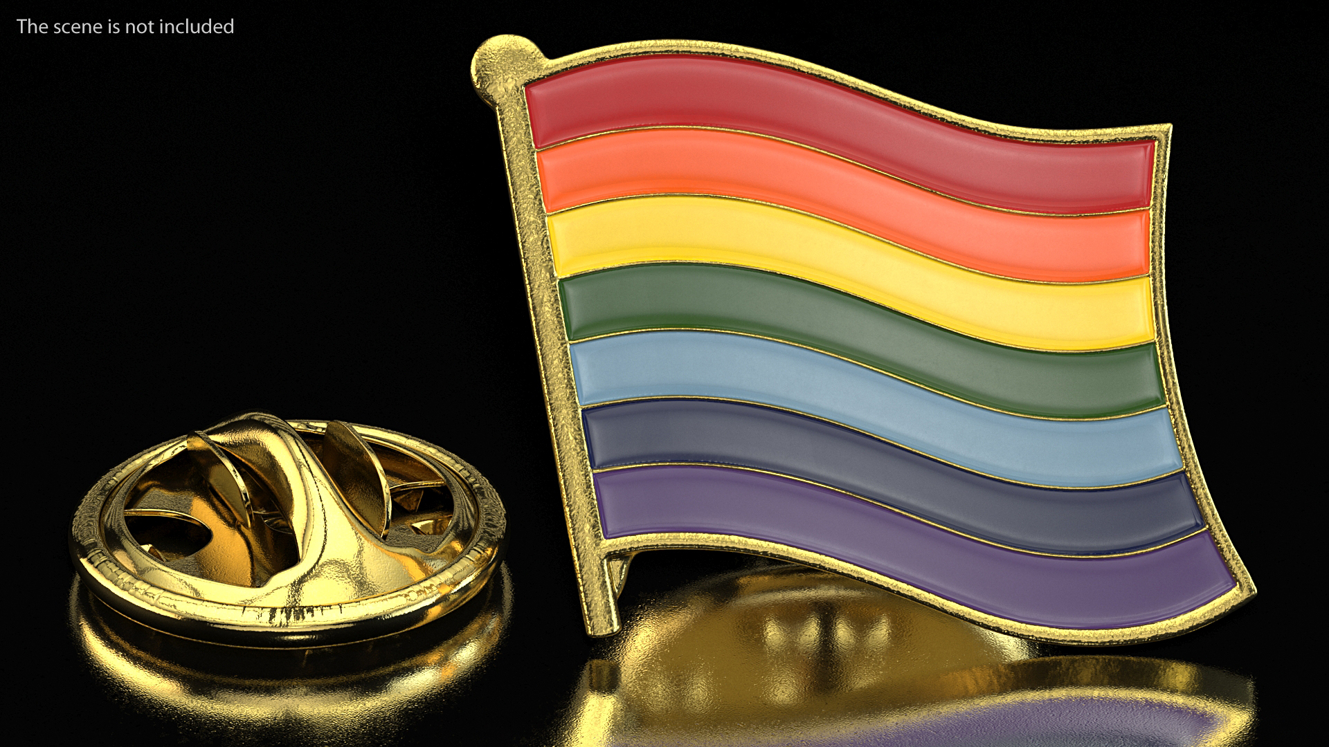 Rainbow Gay Pride Flag Lapel Pin 3D