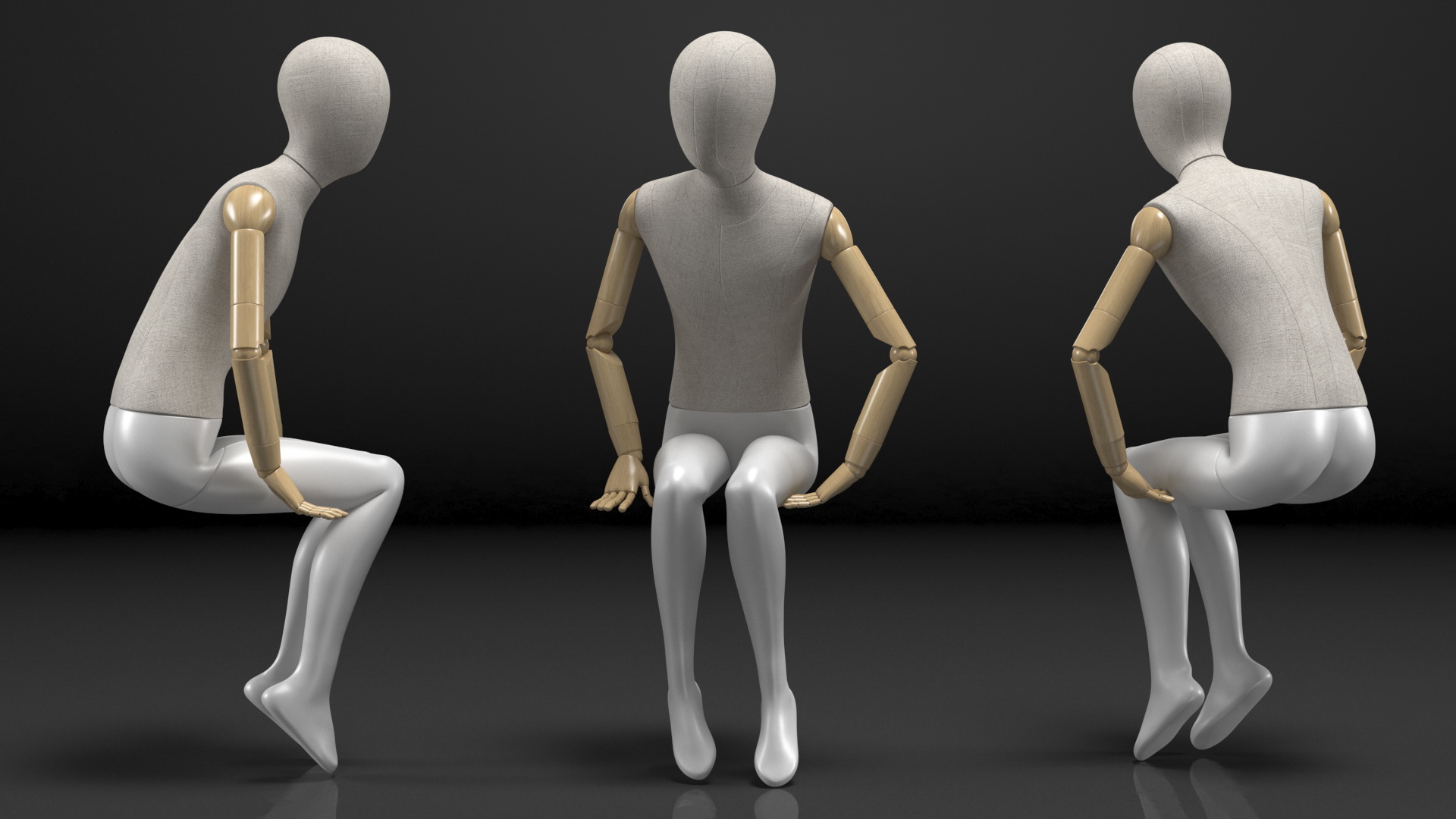 Flexible Child Mannequin Sitting Pose 3D