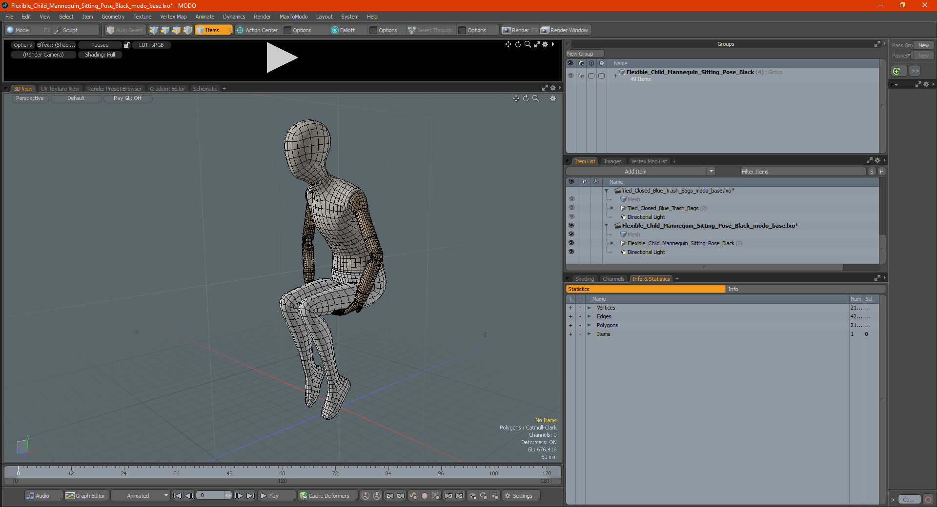 Flexible Child Mannequin Sitting Pose 3D