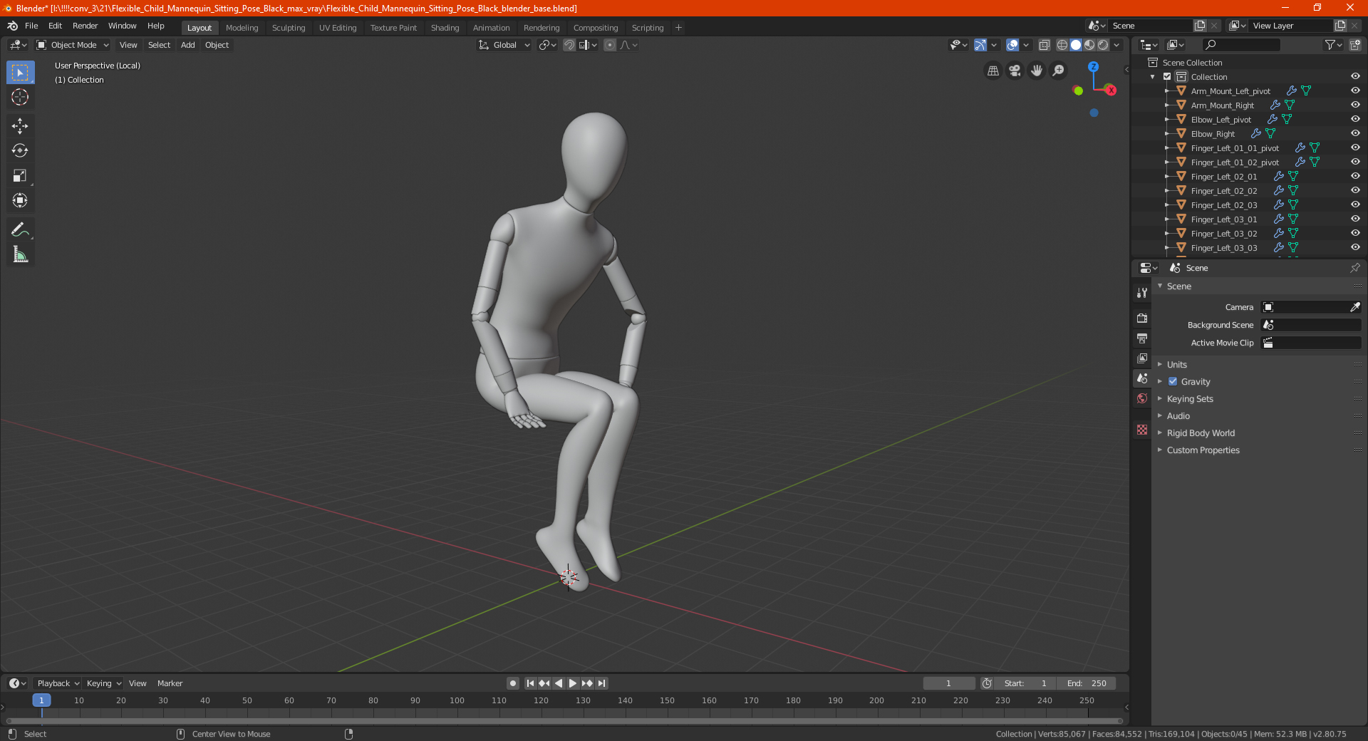 Flexible Child Mannequin Sitting Pose 3D