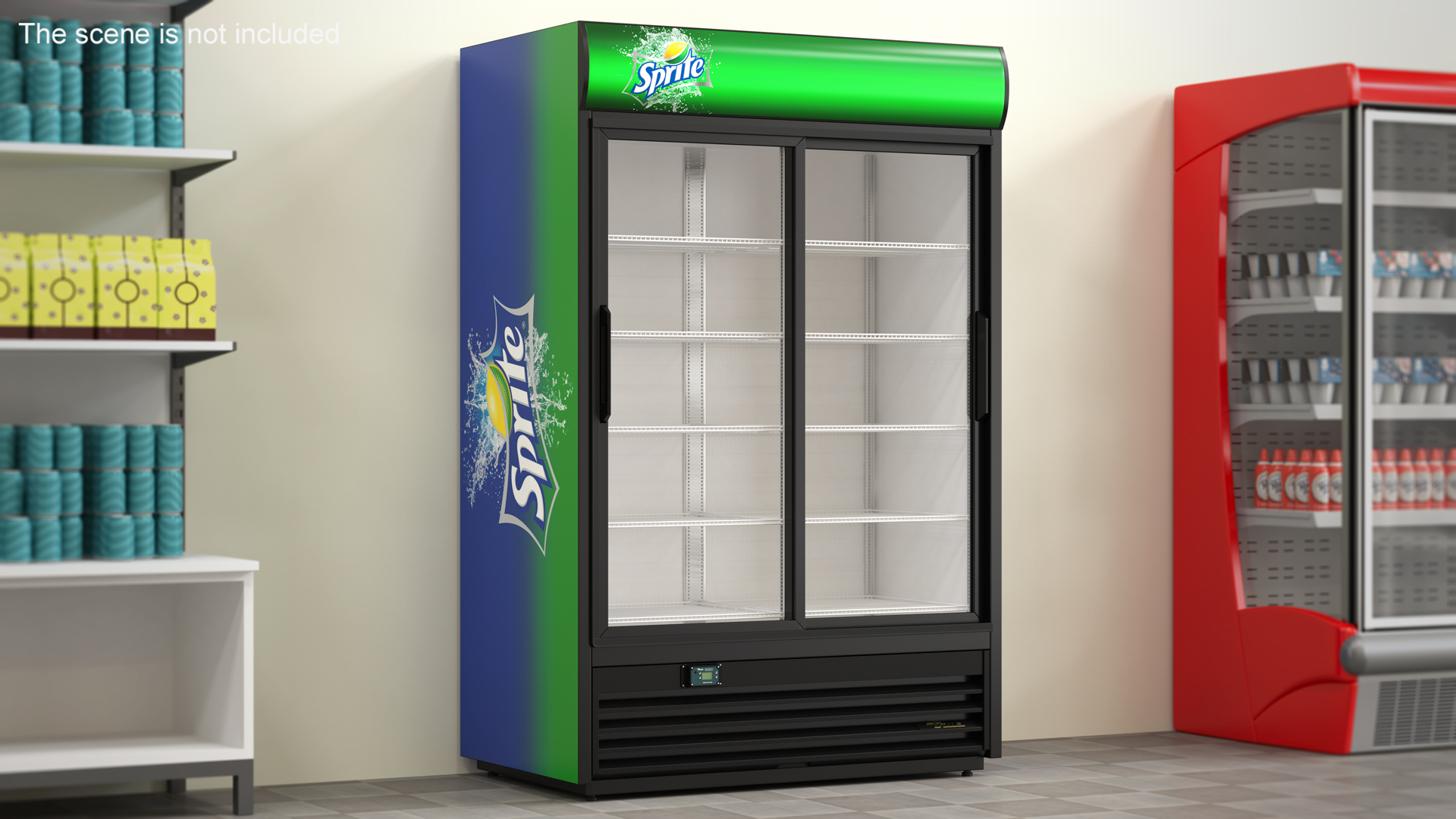 3D 2 Door Commercial Merchandiser Refrigerator model