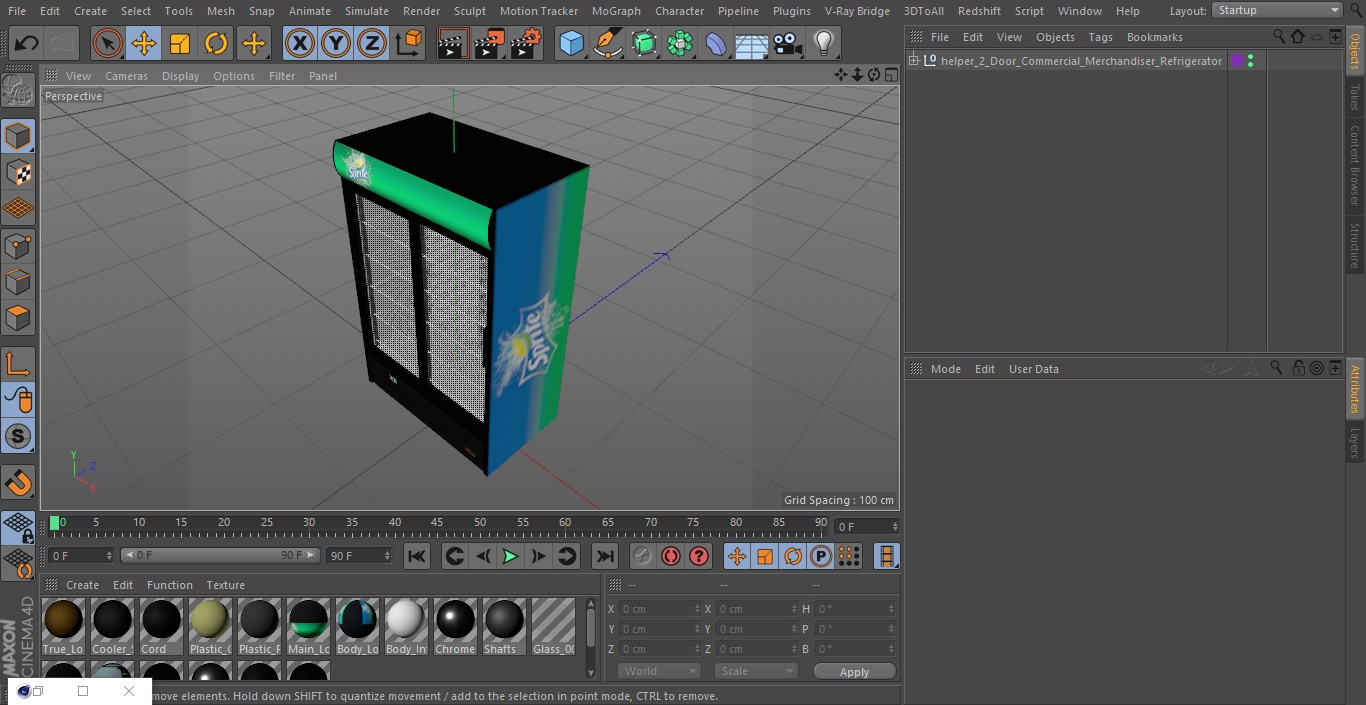 3D 2 Door Commercial Merchandiser Refrigerator model