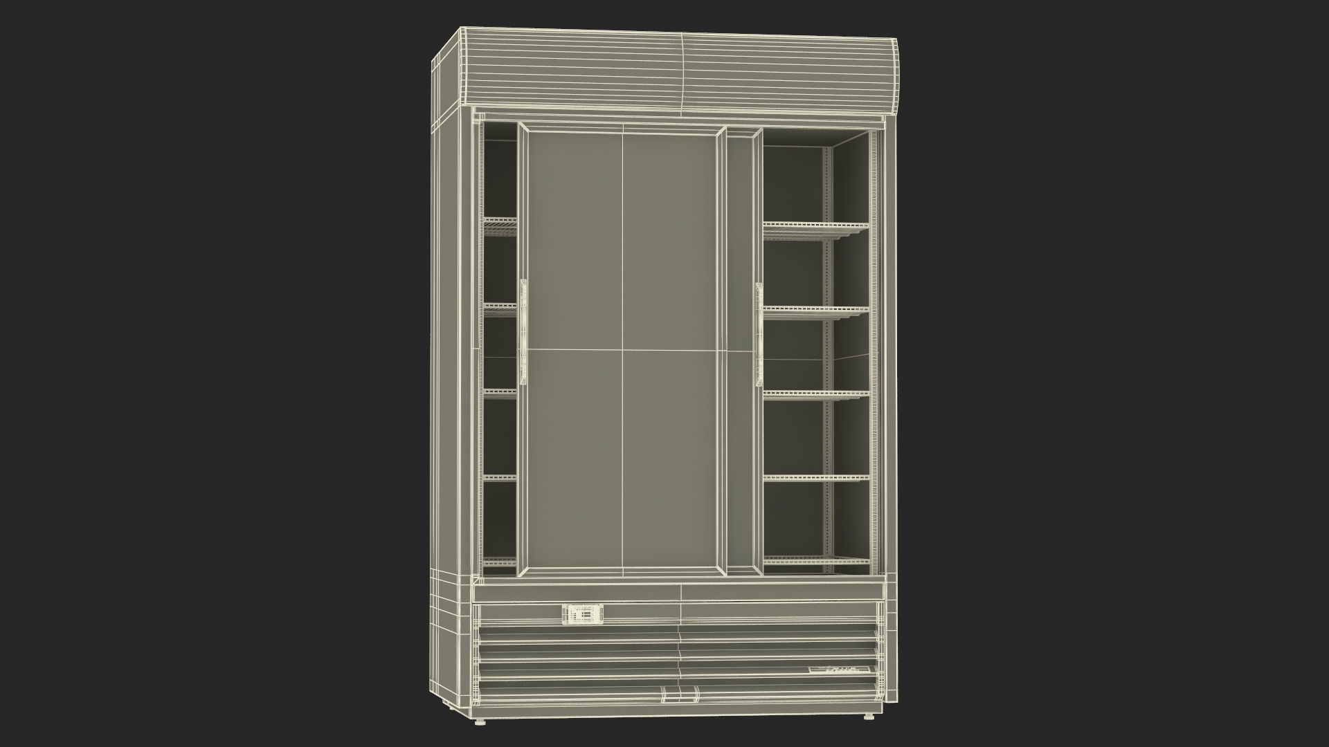 3D 2 Door Commercial Merchandiser Refrigerator model