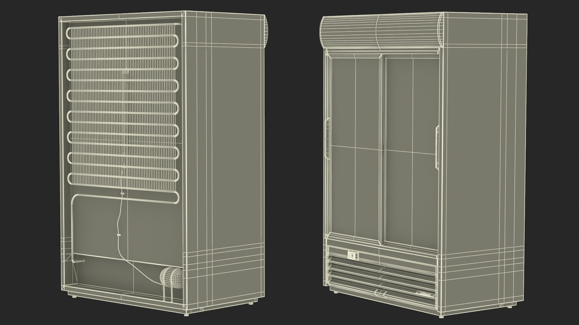 3D 2 Door Commercial Merchandiser Refrigerator model