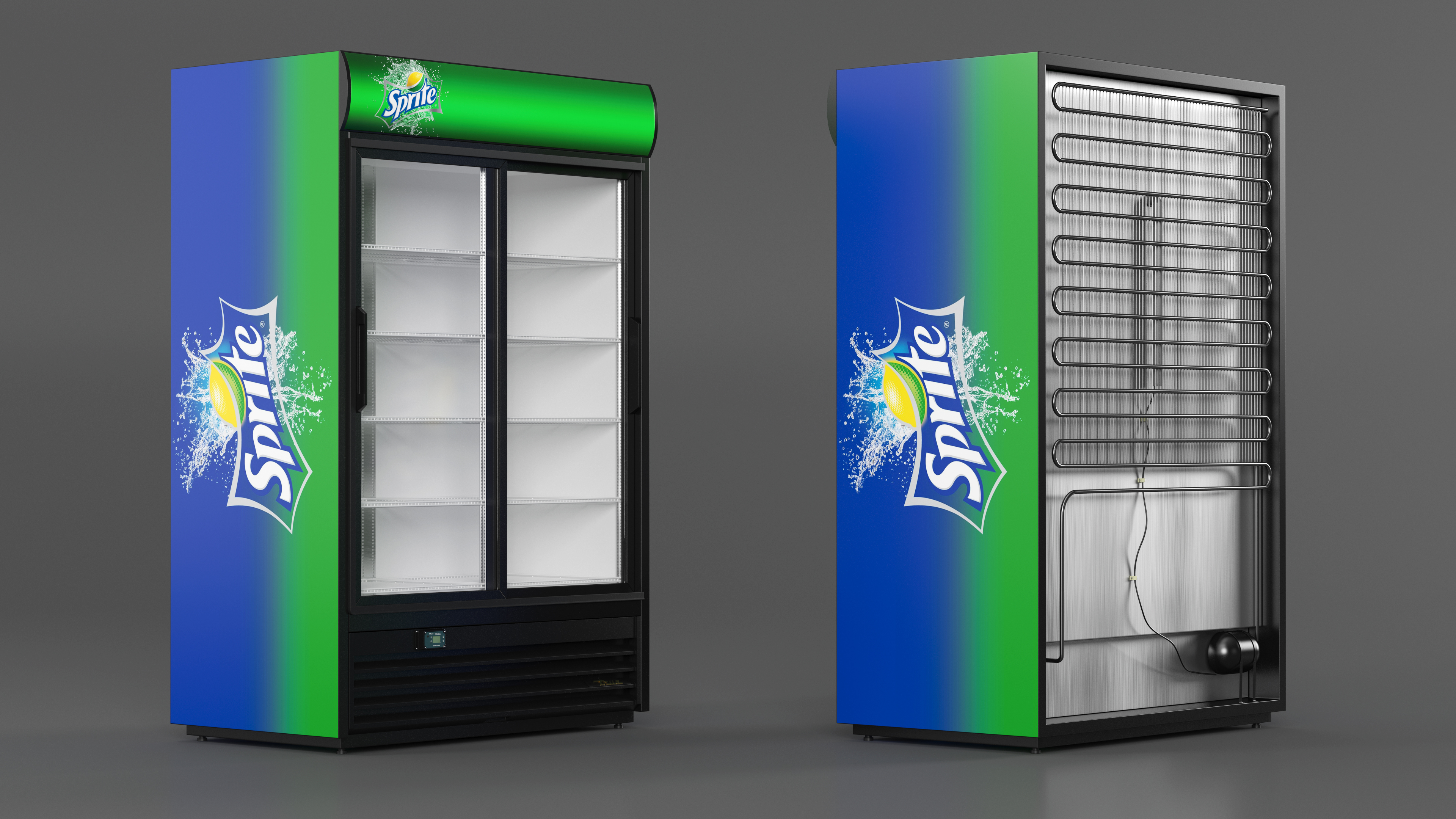 3D 2 Door Commercial Merchandiser Refrigerator model
