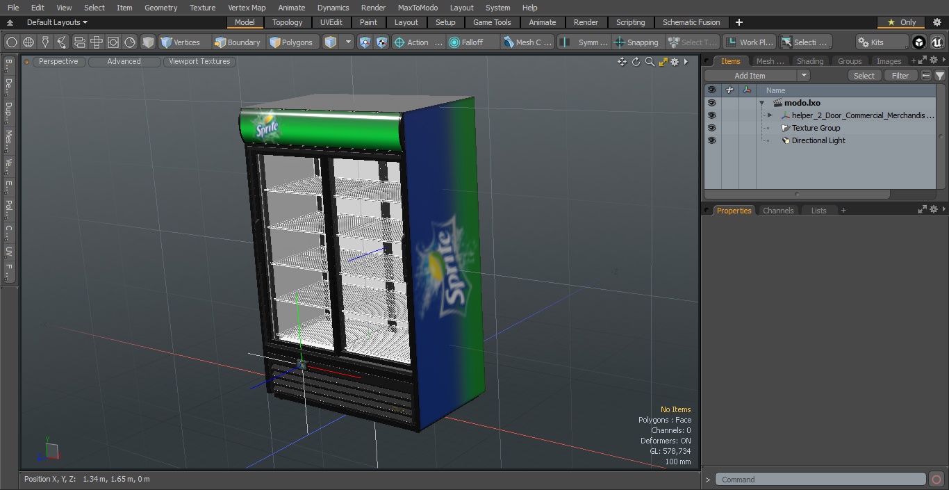 3D 2 Door Commercial Merchandiser Refrigerator model