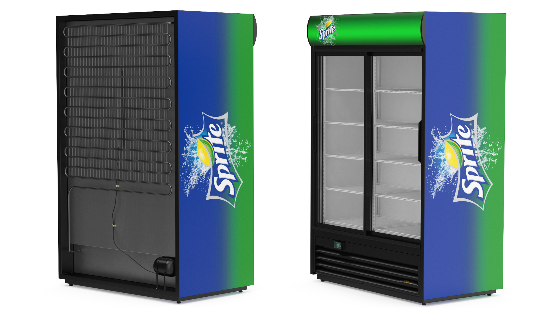 3D 2 Door Commercial Merchandiser Refrigerator model