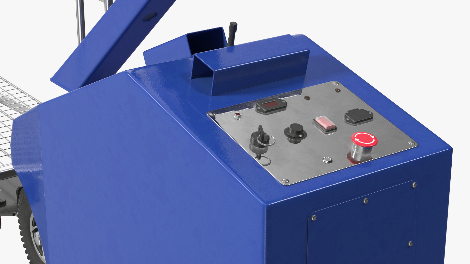 Blue Powered Tug Pusher with Cargo Trolley 3D
