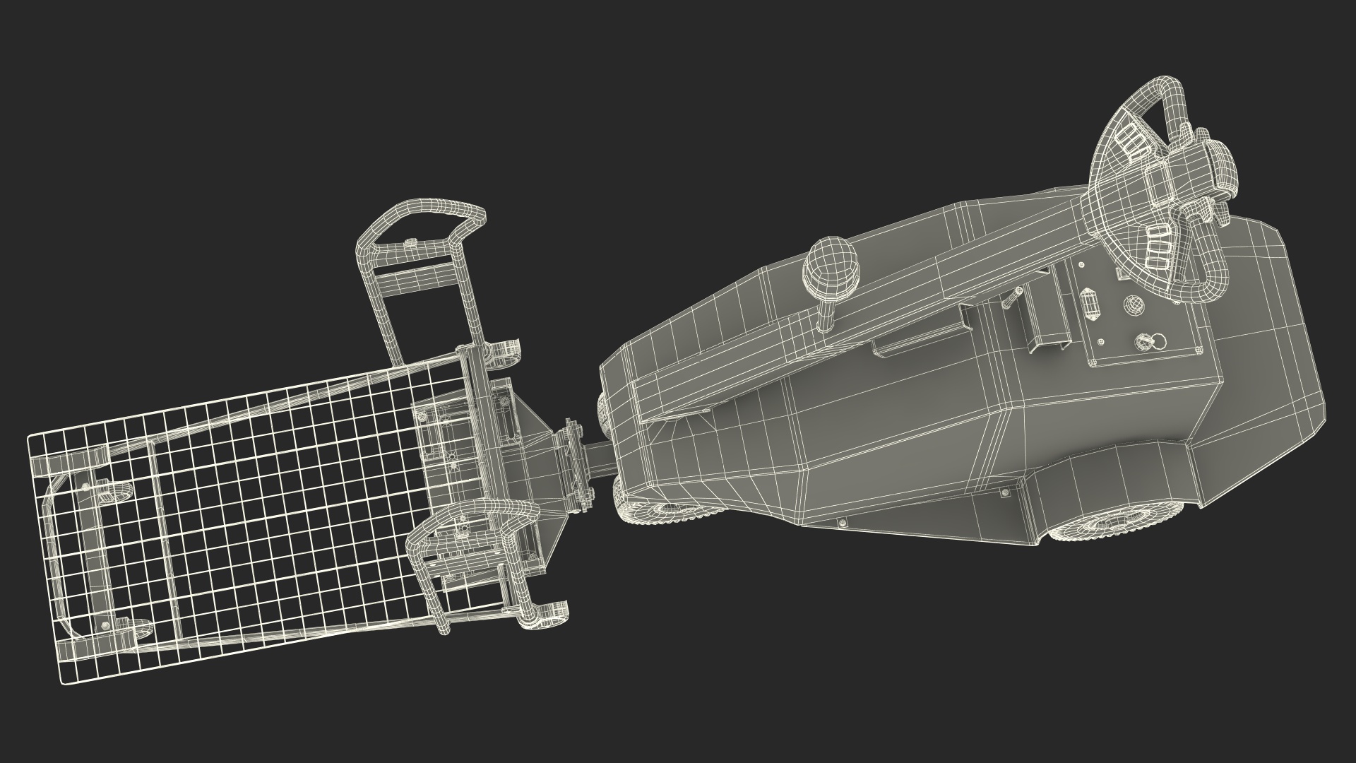Blue Powered Tug Pusher with Cargo Trolley 3D