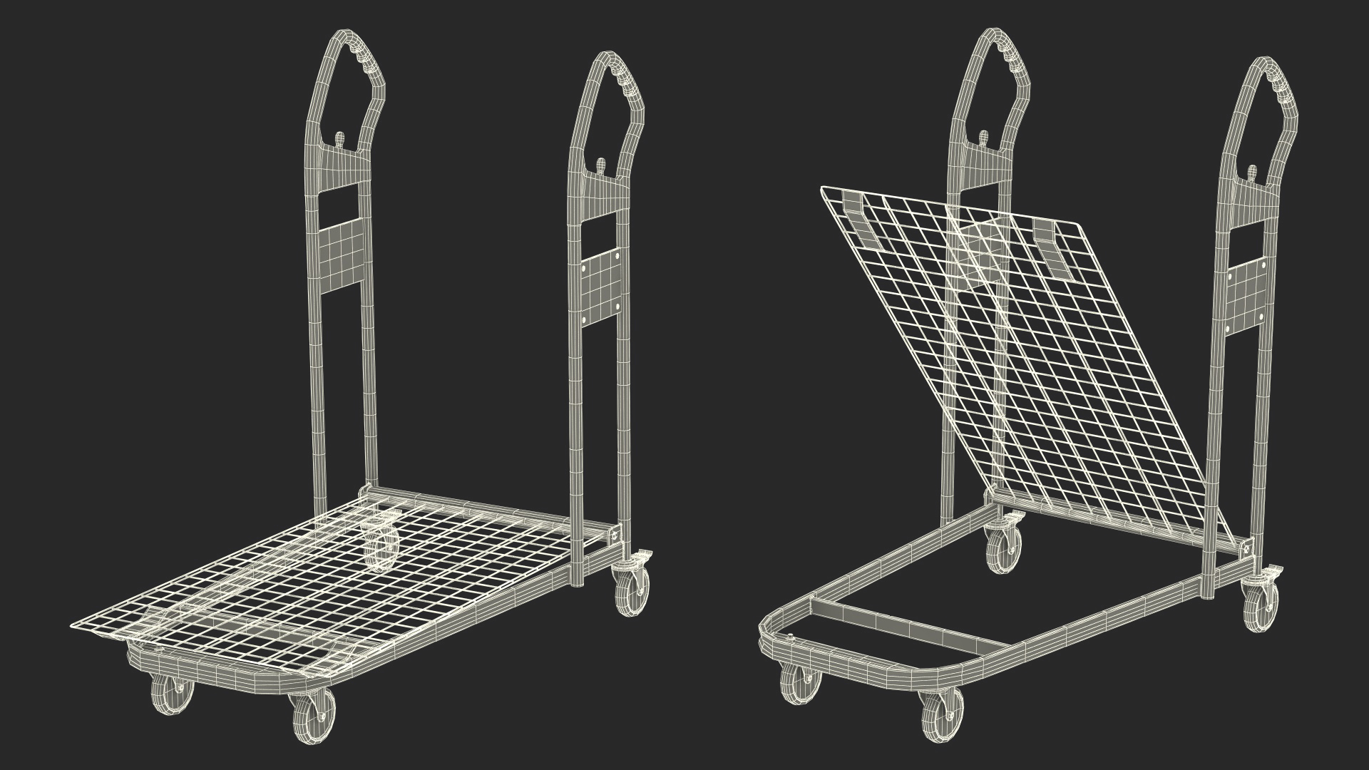 Blue Powered Tug Pusher with Cargo Trolley 3D