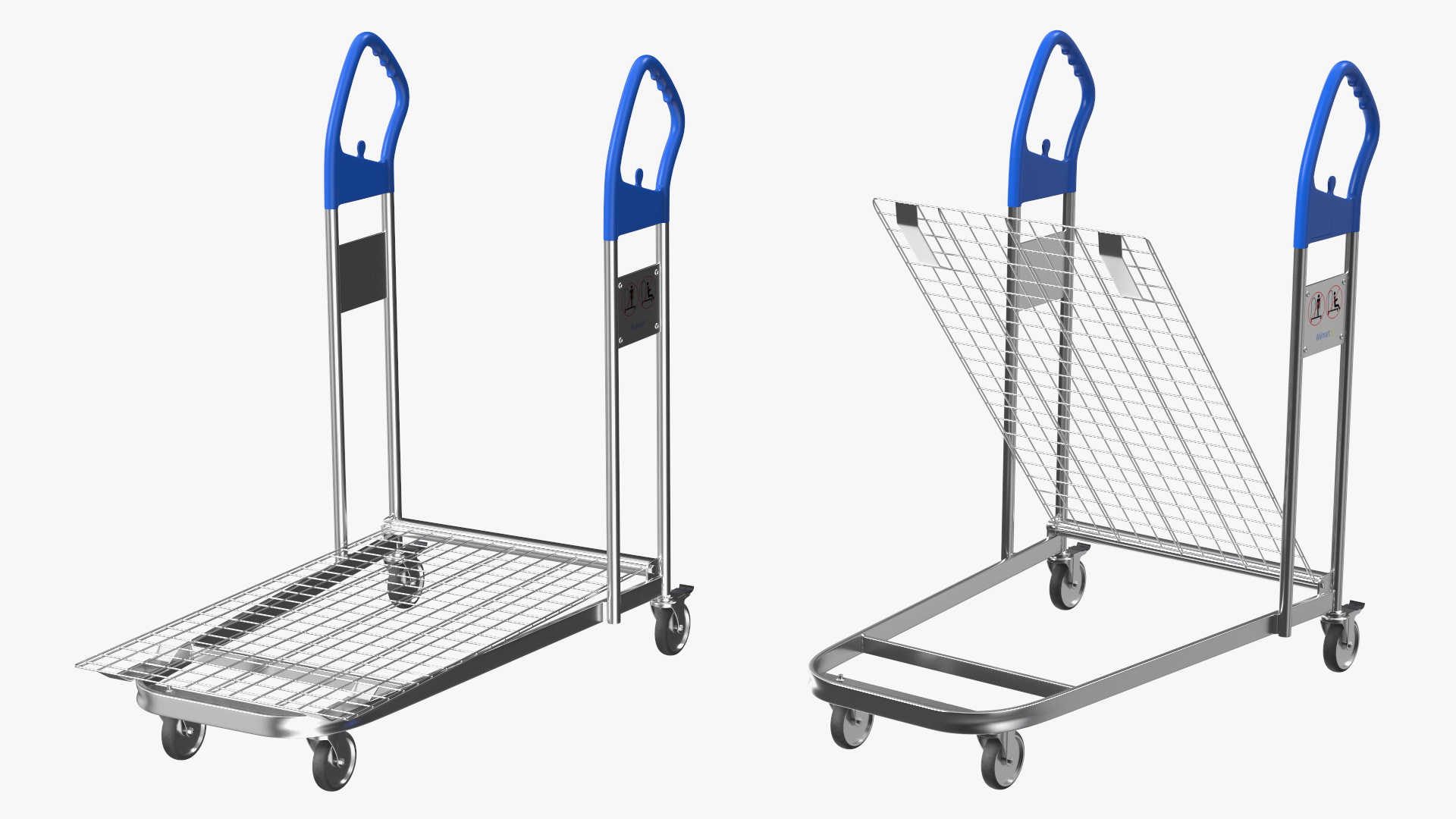 Blue Powered Tug Pusher with Cargo Trolley 3D