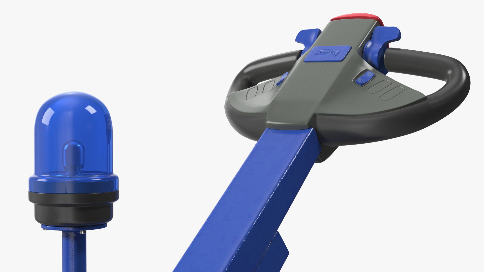Blue Powered Tug Pusher with Cargo Trolley 3D