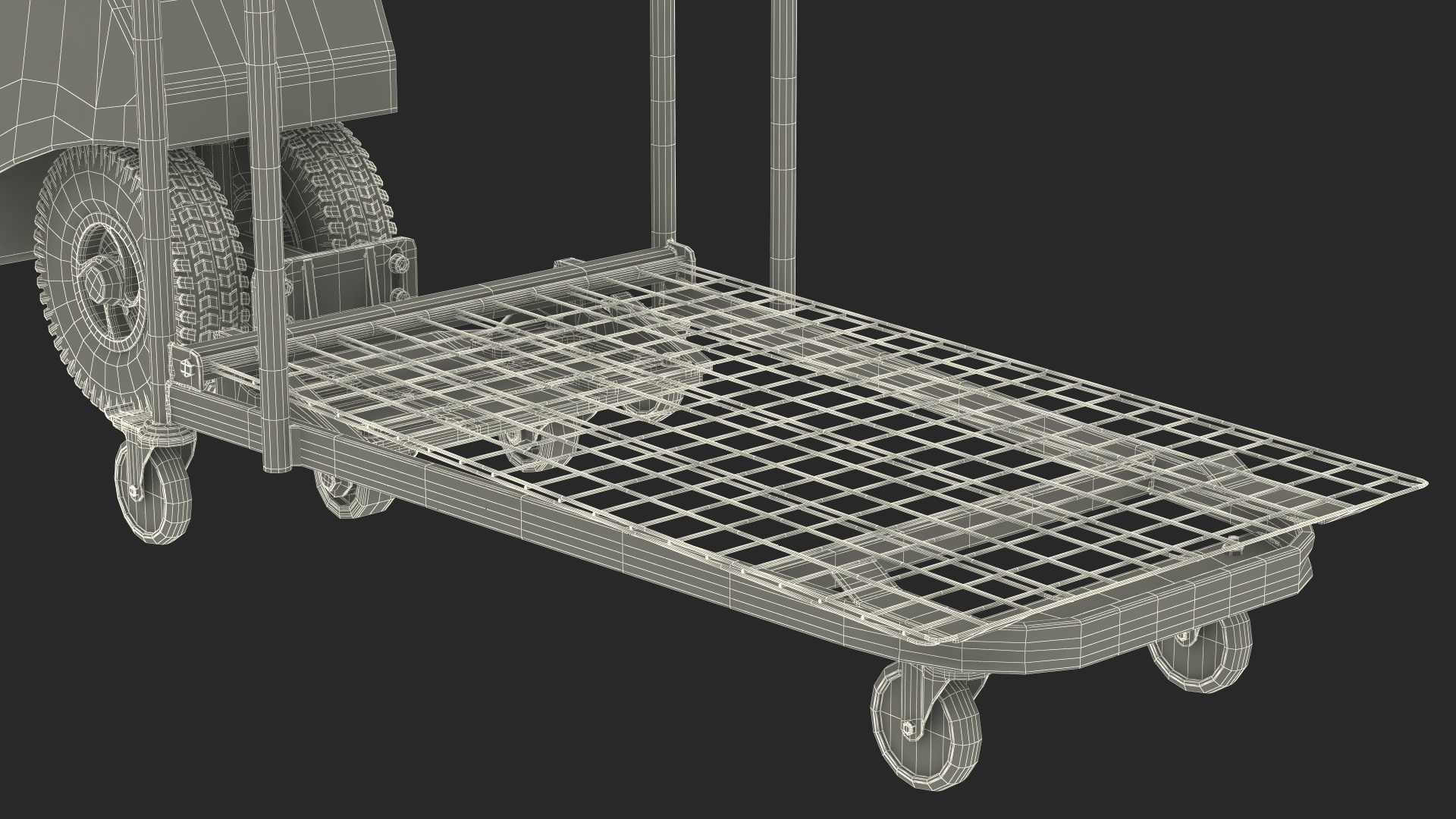 Blue Powered Tug Pusher with Cargo Trolley 3D