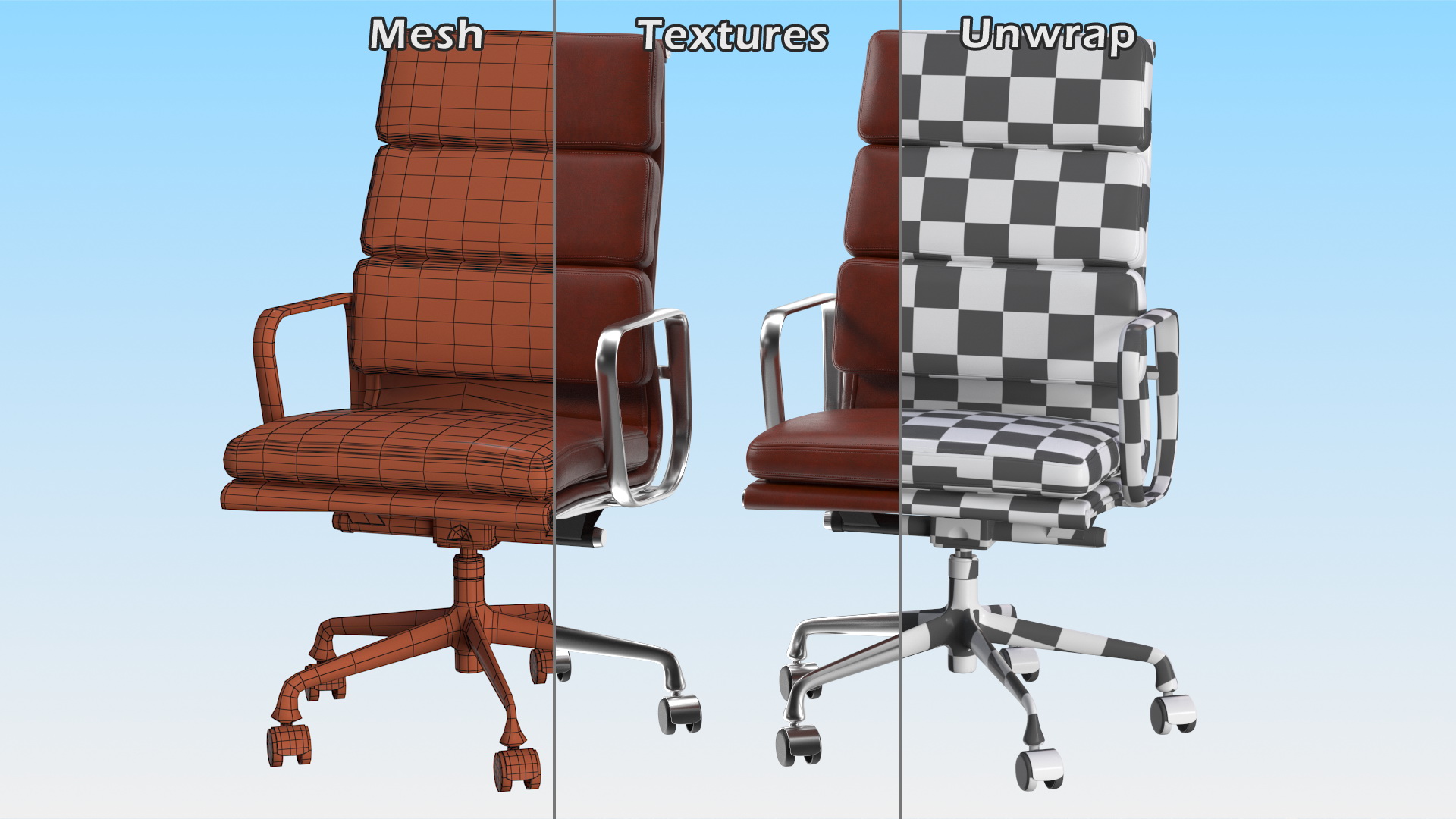 Executive Chair Brown Leather 3D model