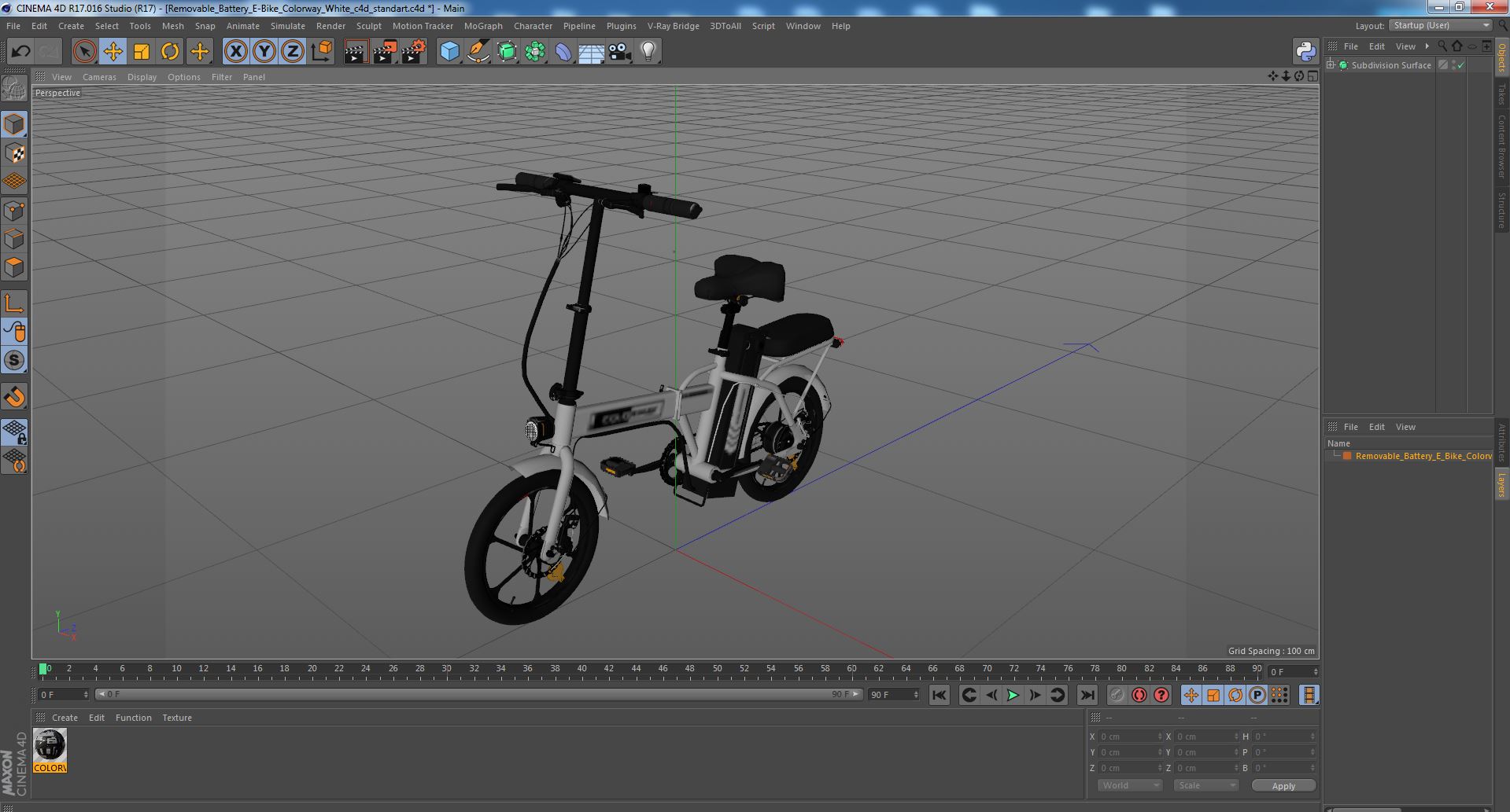 Removable Battery E-Bike Colorway White 3D model