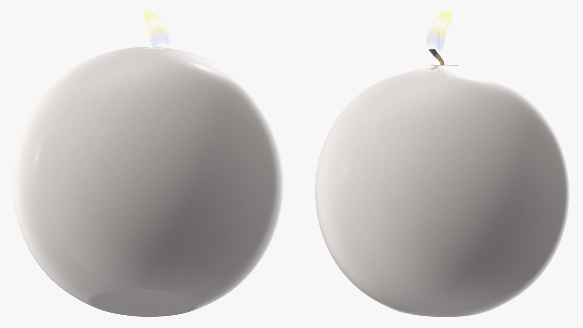 3D Lit Spherical Candle White