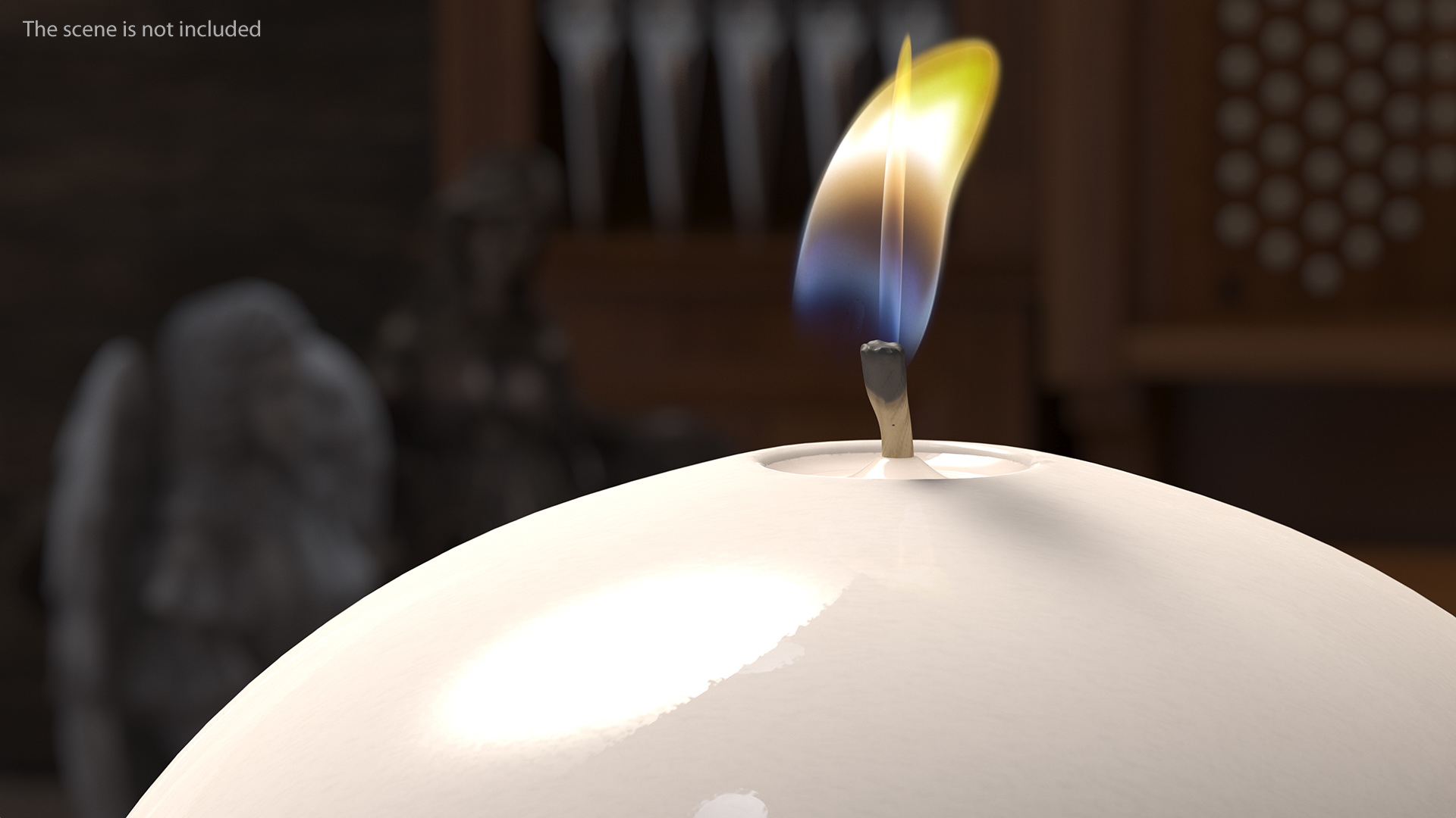 3D Lit Spherical Candle White
