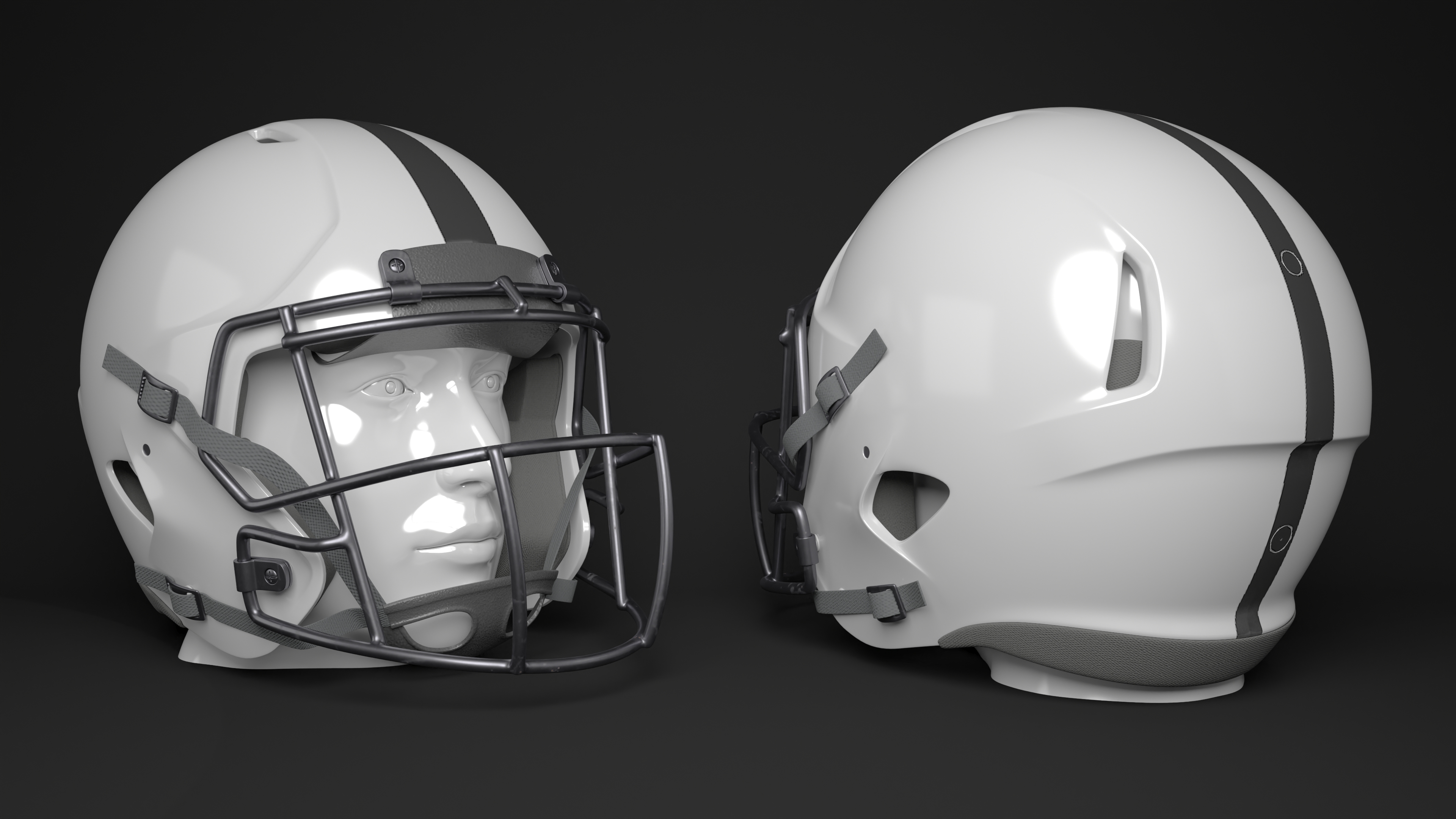Helmet White American Football Player 3D